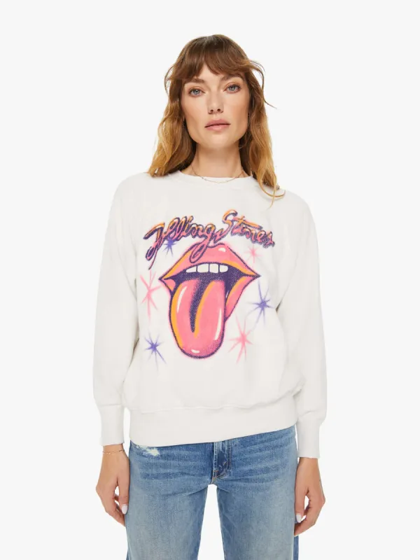 MadeWorn Rolling Stones Airbrush Shrunken Sweatshirt - Vintage White sold by MOTHER