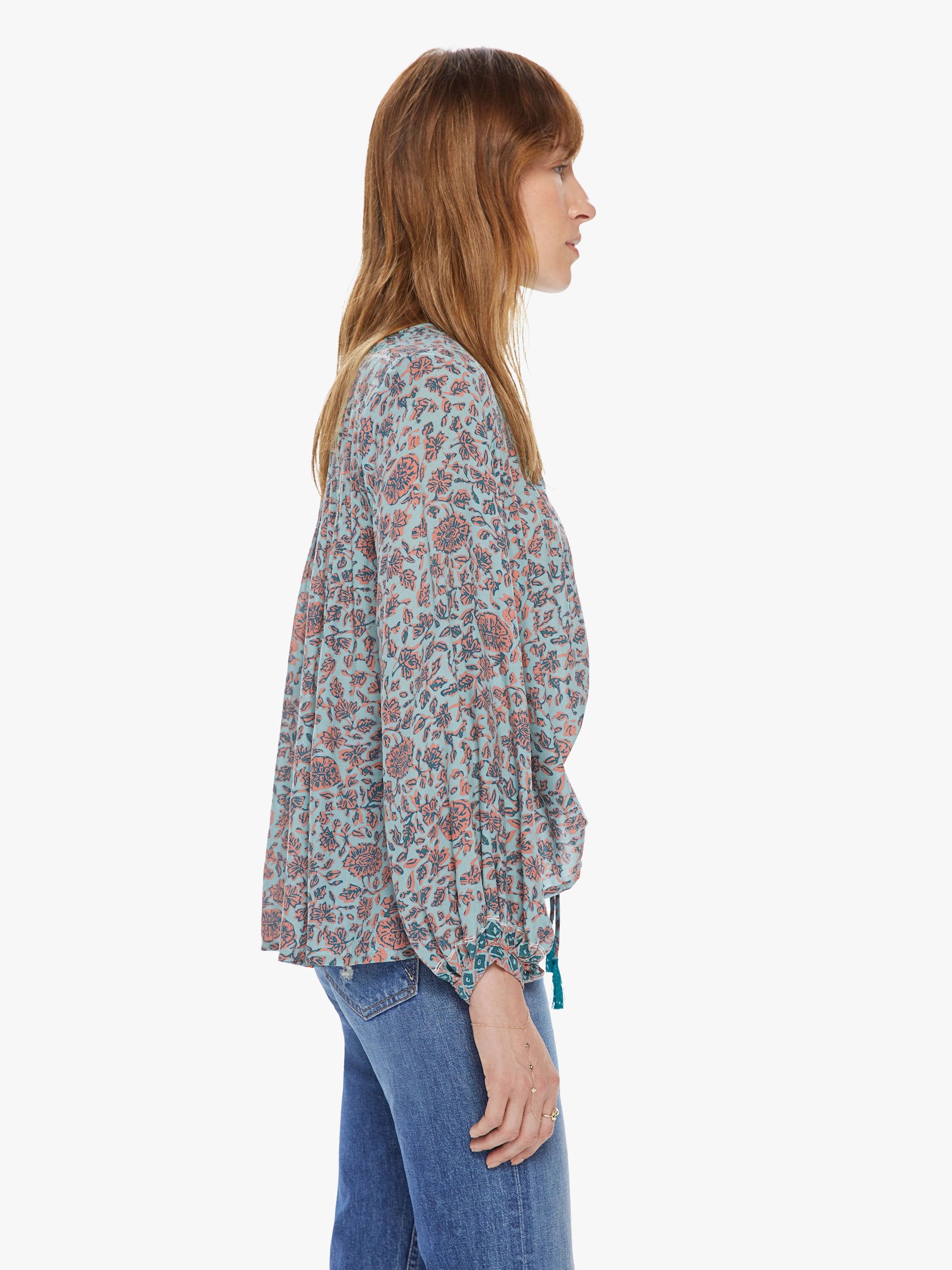 Natalie Martin Lizzy Shirt - Bloom Print Seafoam sold by MOTHER product image thumbnail 3