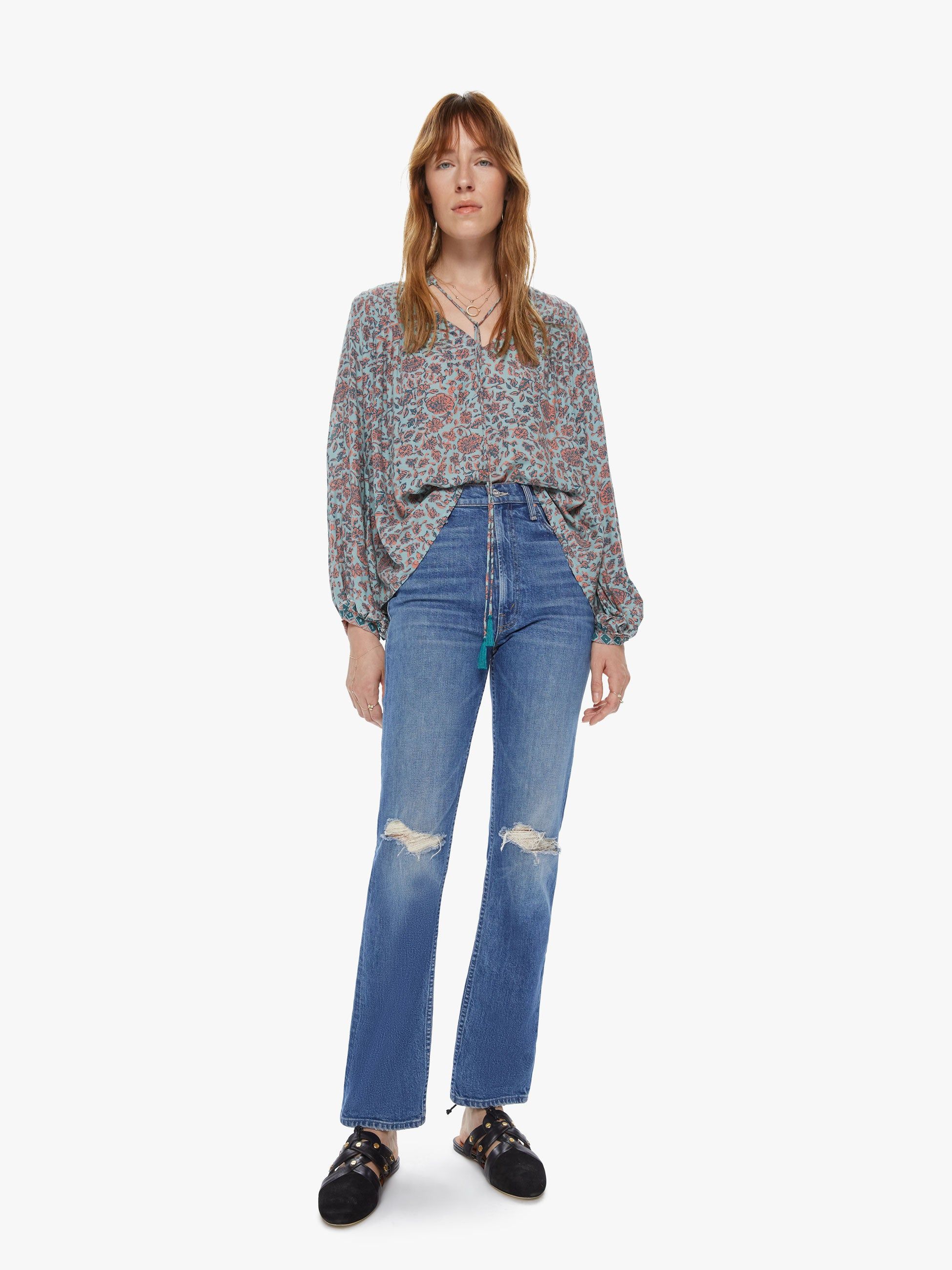 Natalie Martin Lizzy Shirt - Bloom Print Seafoam sold by MOTHER product image thumbnail 5
