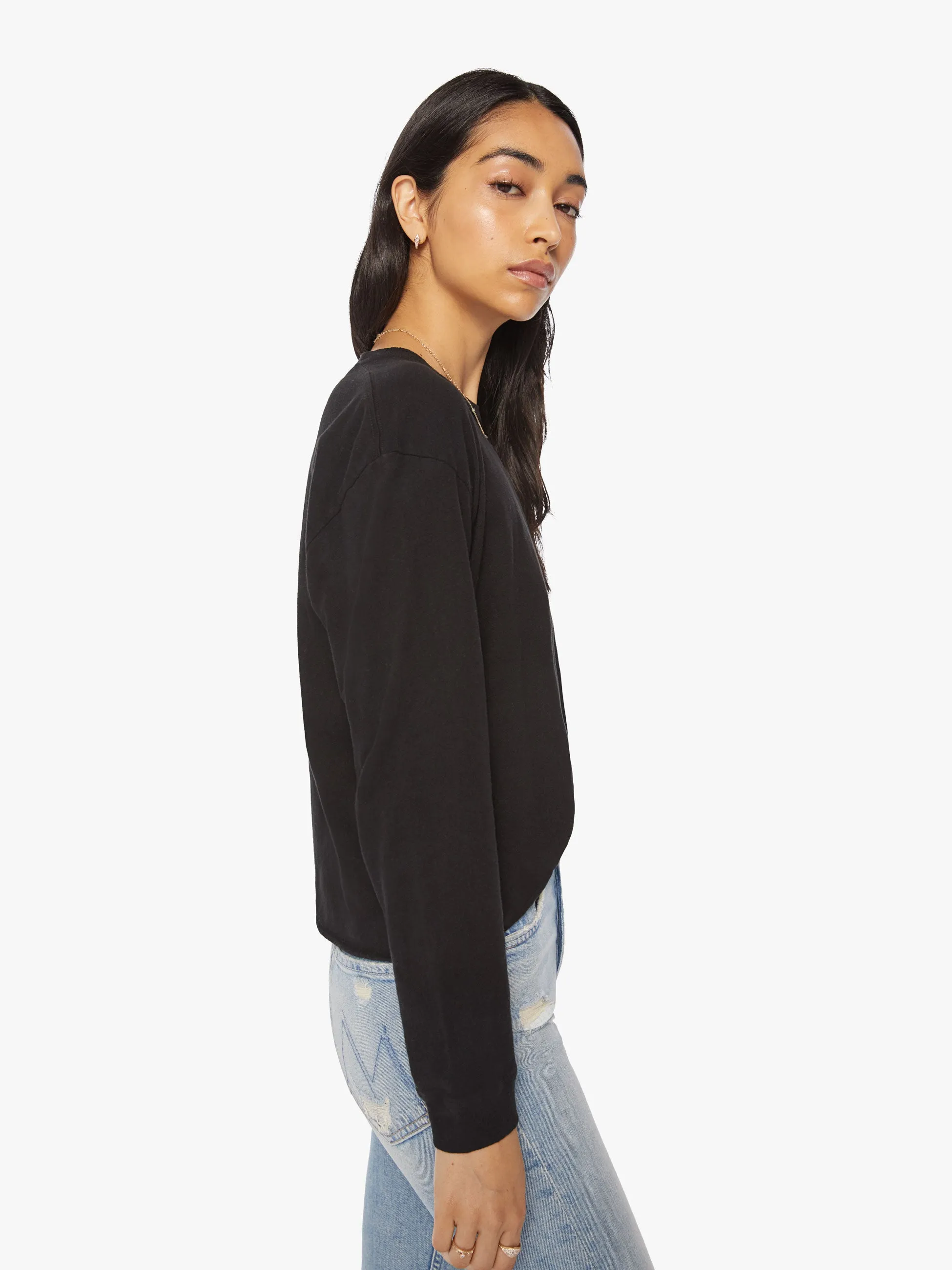 The L/S Slouchy Cut Off - Black sold by MOTHER product image thumbnail 3