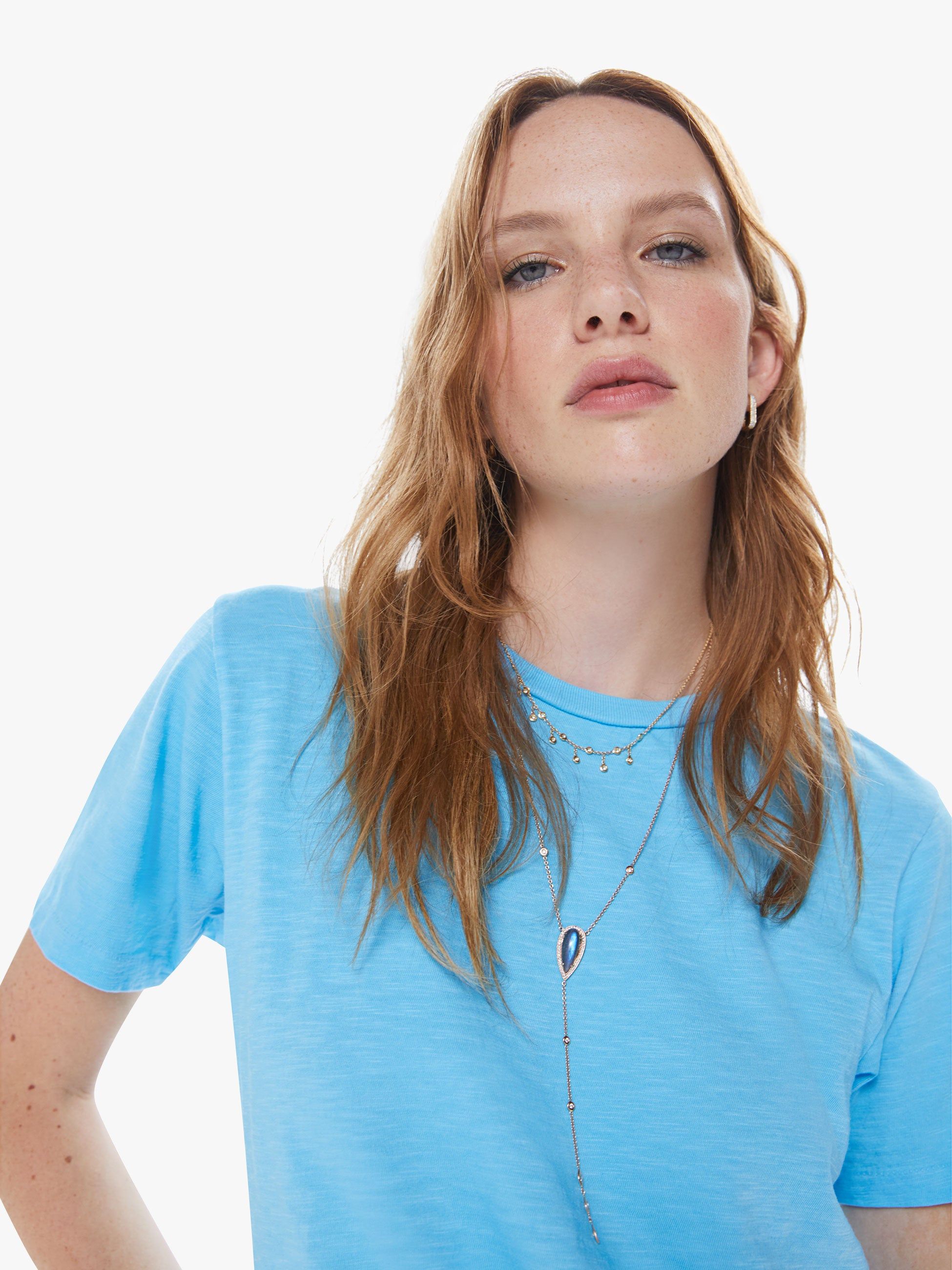 Velva Sheen Rolled Short Sleeve Tee - Rain sold by MOTHER product image thumbnail 6