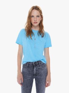 Velva Sheen Rolled Short Sleeve Tee - Rain sold by MOTHER