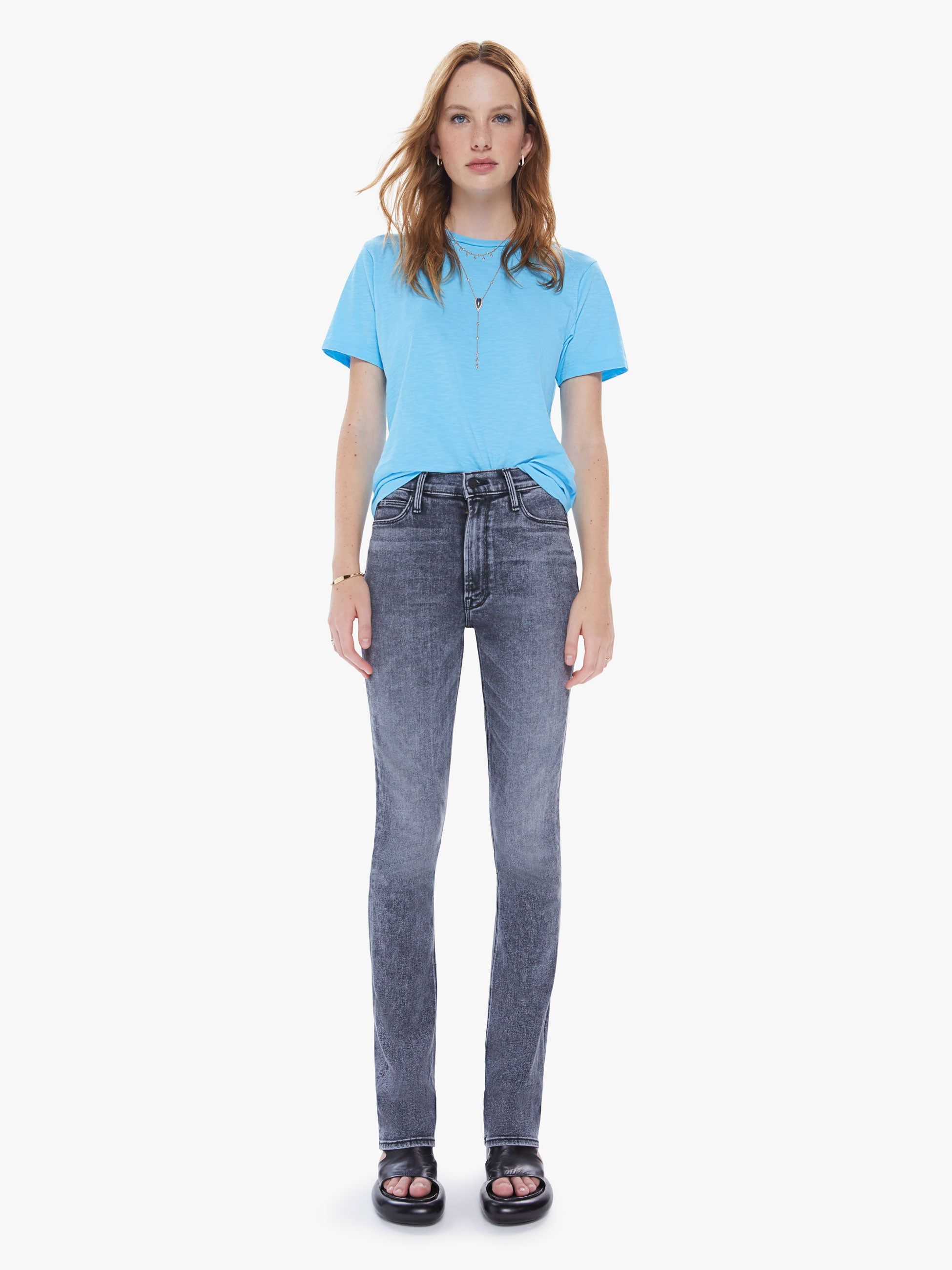 Velva Sheen Rolled Short Sleeve Tee - Rain sold by MOTHER product image thumbnail 5