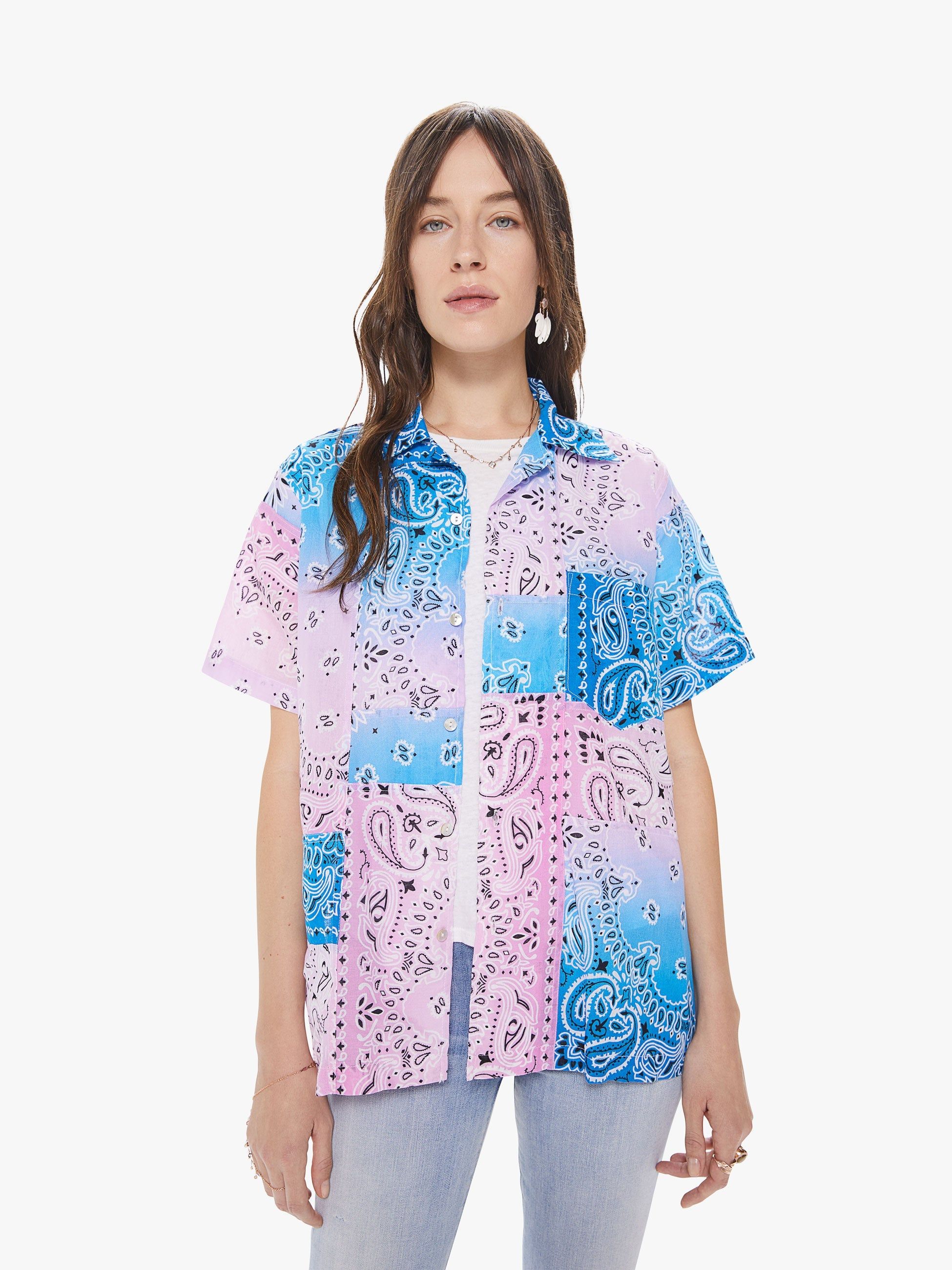 Arizona Love Bowling Shirt - Patch Tie Dye Blue Pink sold by MOTHER product image thumbnail 2