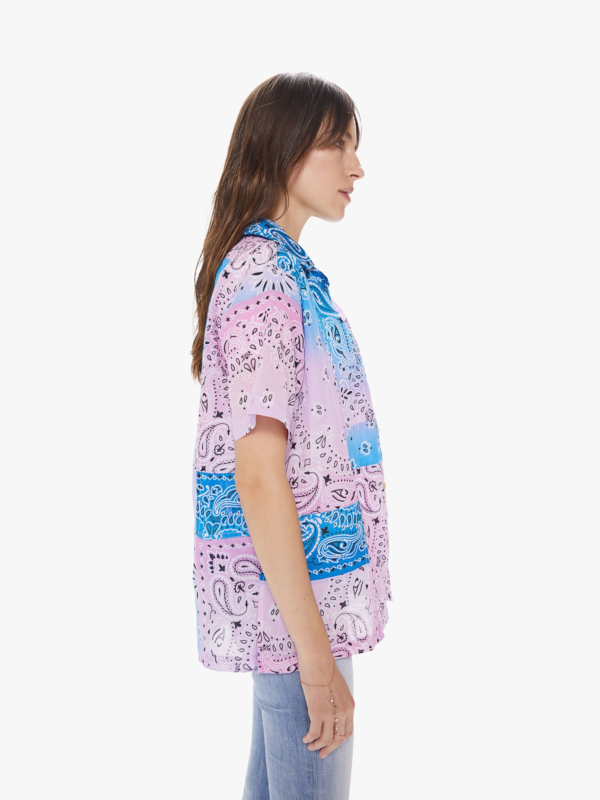 Arizona Love Bowling Shirt - Patch Tie Dye Blue Pink sold by MOTHER product image thumbnail 3