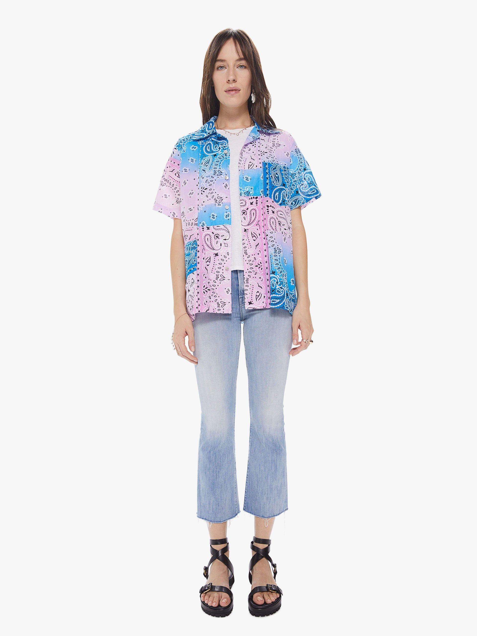 Arizona Love Bowling Shirt - Patch Tie Dye Blue Pink sold by MOTHER product image thumbnail 5