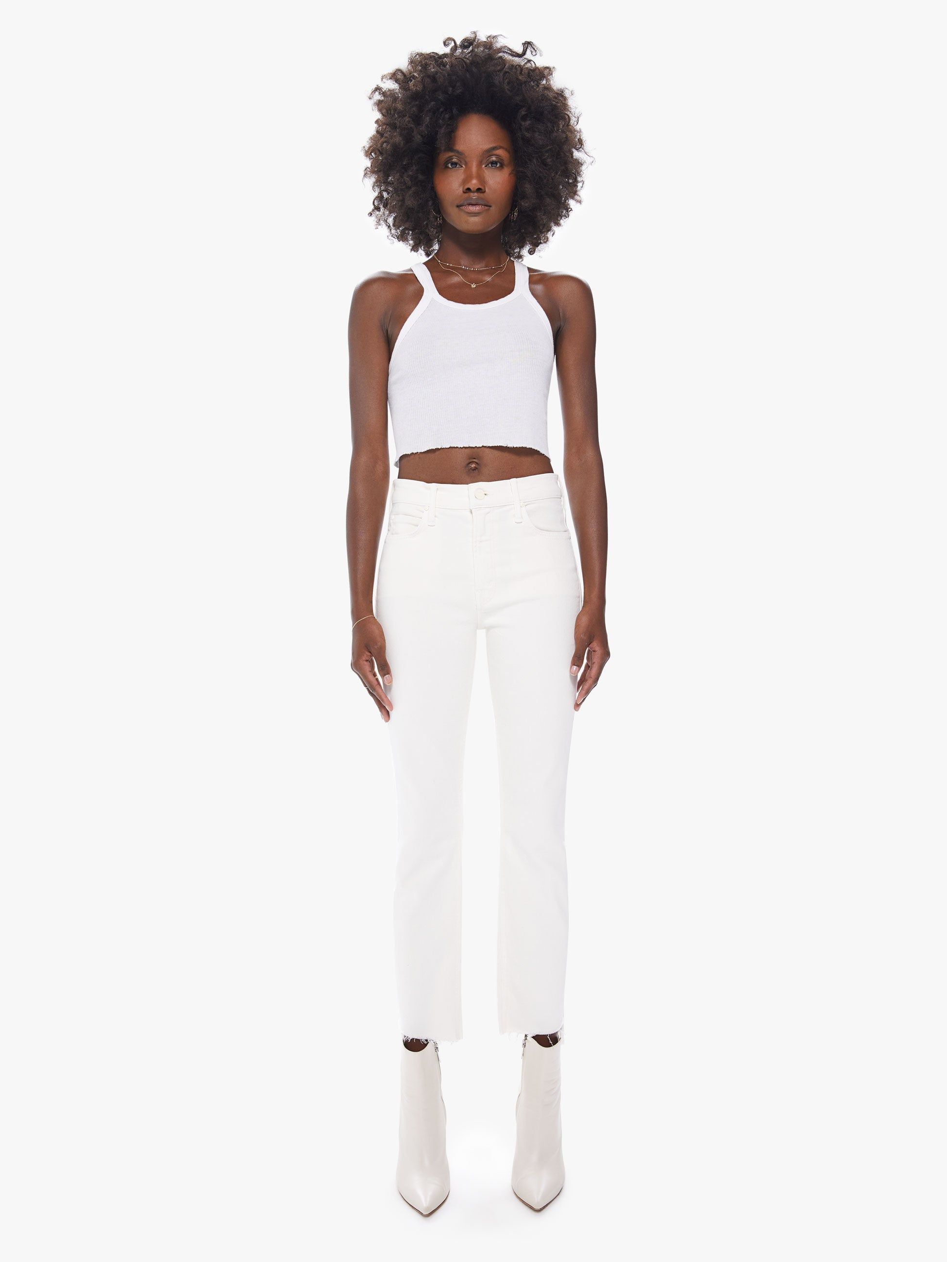 The Mid Rise Dazzler Ankle Step Fray - Antique White sold by MOTHER product image thumbnail 2