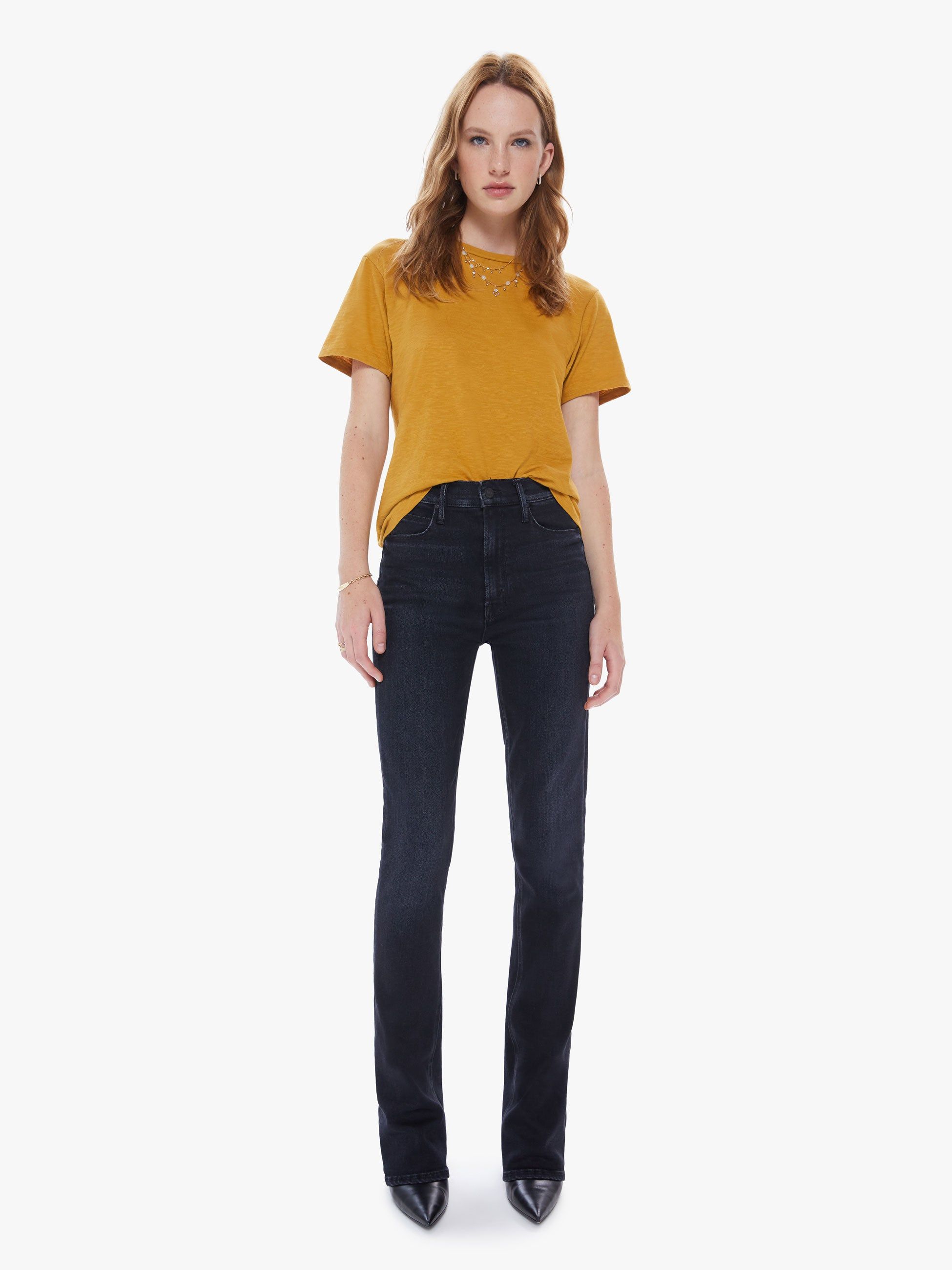Velva Sheen Rolled Short Sleeve Tee - Mustard sold by MOTHER product image thumbnail 5