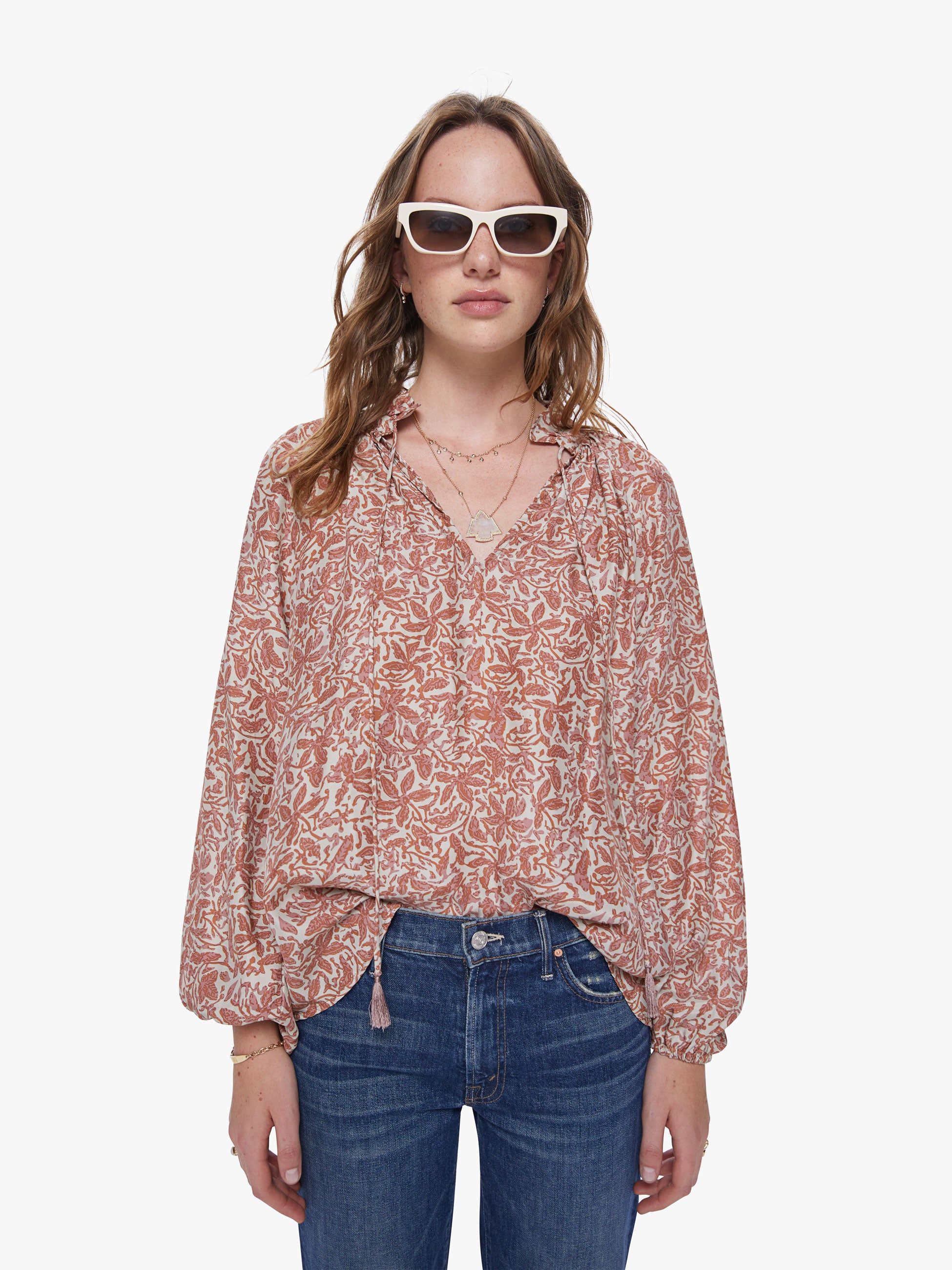 Natalie Martin Penny Top - Gloriosa Print Sandstone sold by MOTHER