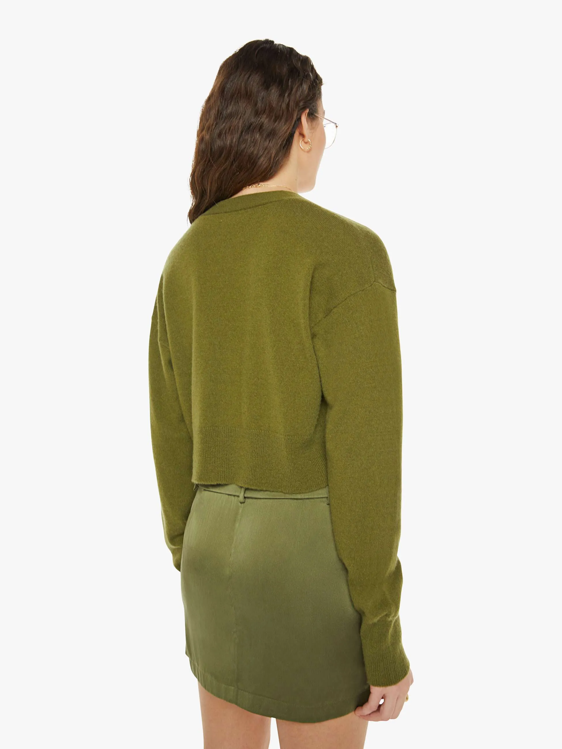 SABLYN Adele Cropped V-Neck Cardigan - Olive sold by MOTHER product image thumbnail 4