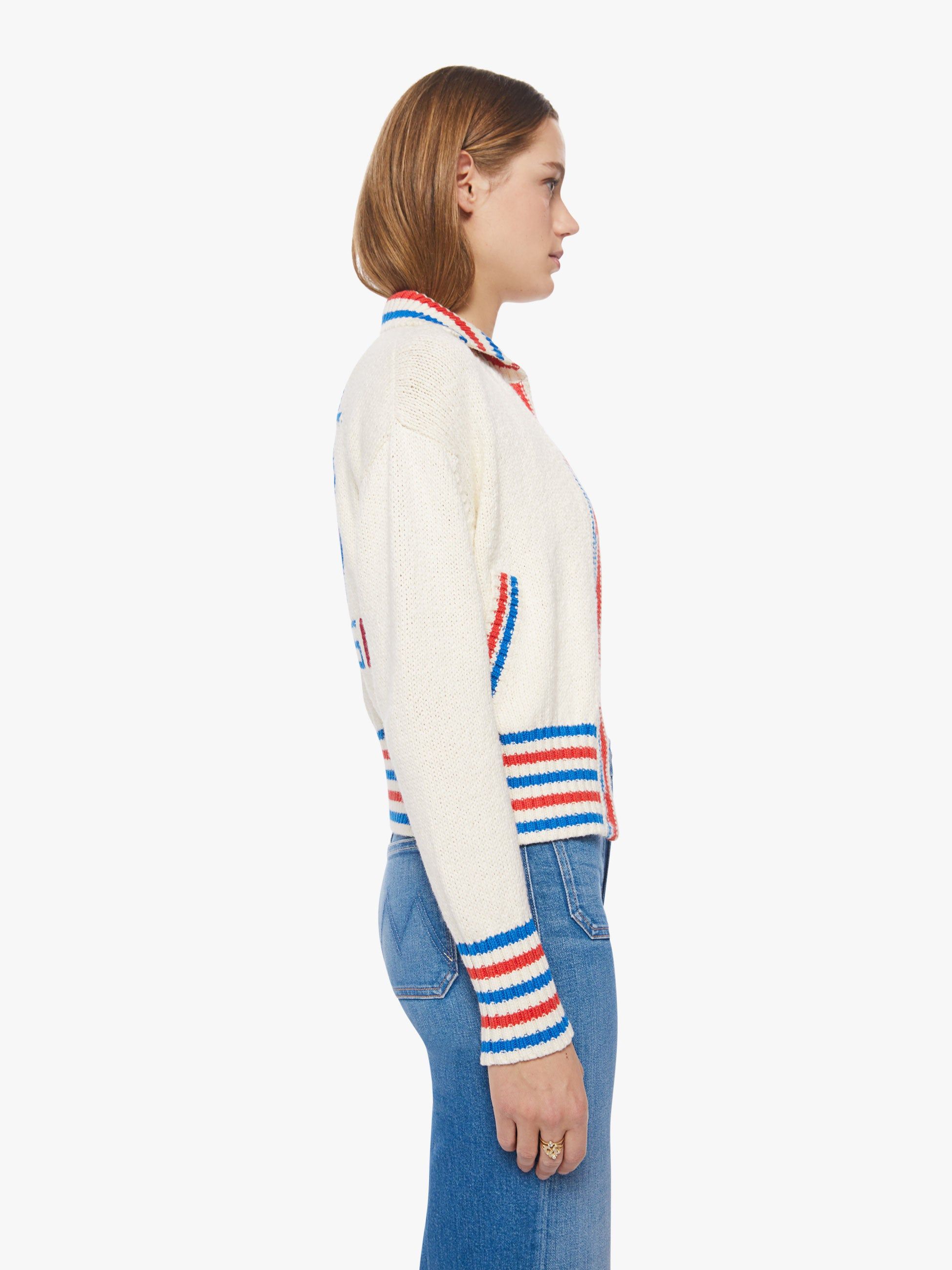 The Button Collar Cardigan - Animal 76 sold by MOTHER product image thumbnail 3