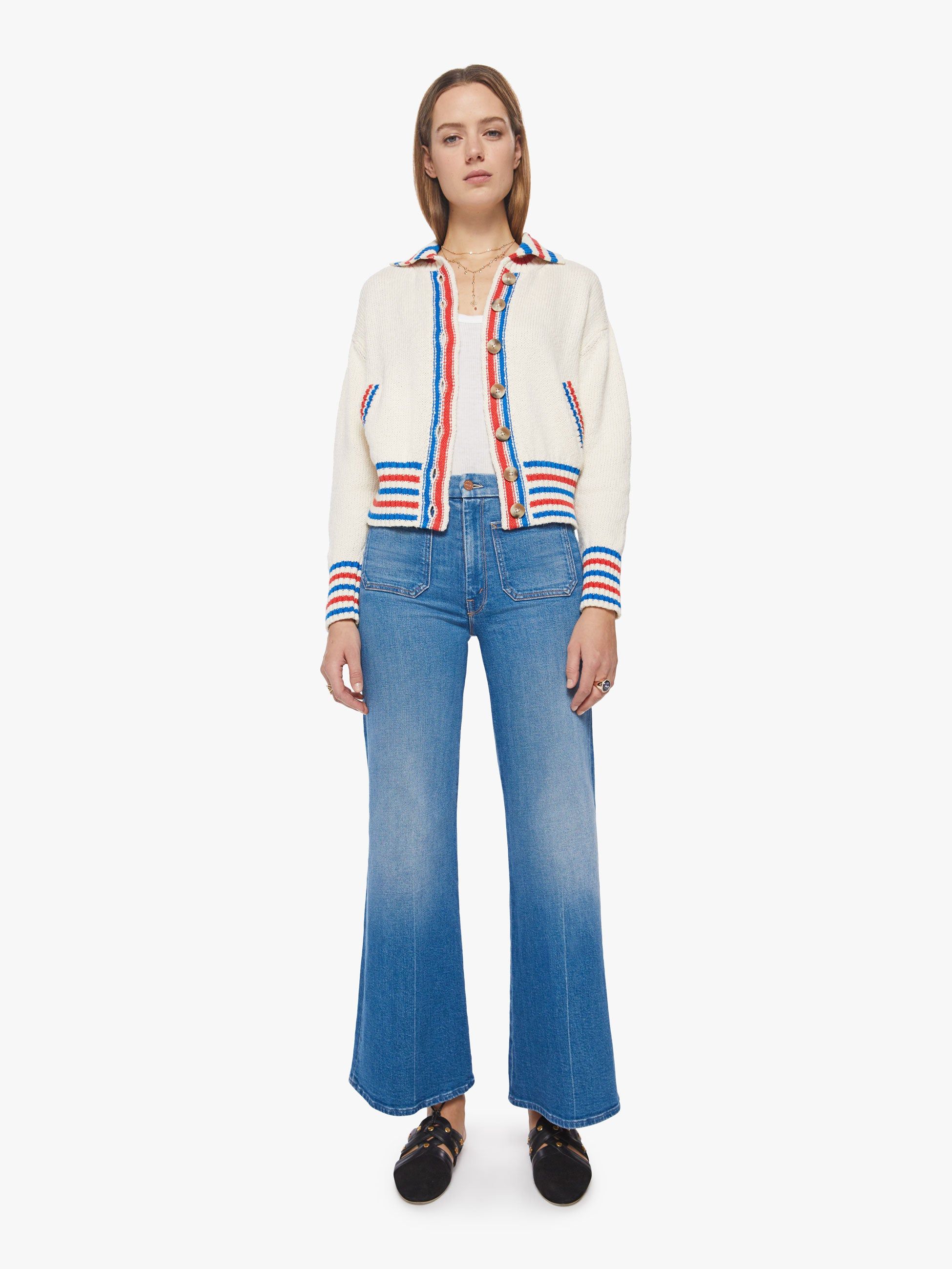 The Button Collar Cardigan - Animal 76 sold by MOTHER product image thumbnail 5