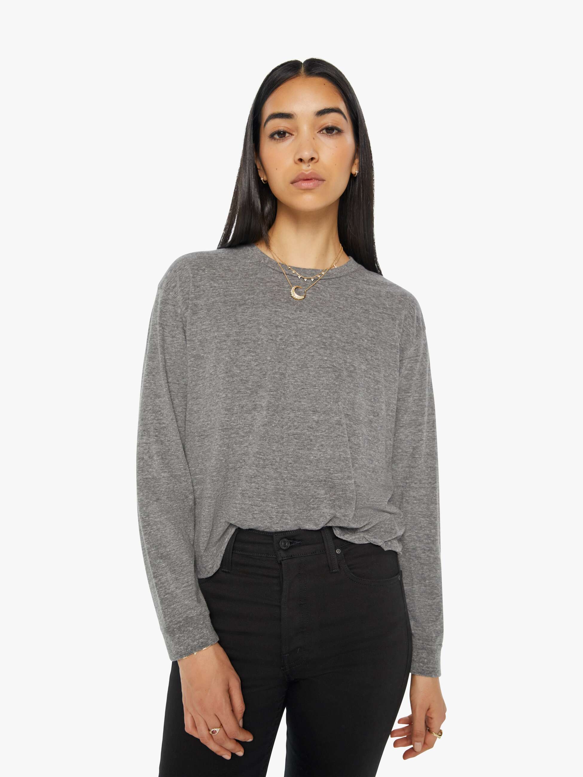 The L/S Slouchy Cut Off - Heather Grey sold by MOTHER