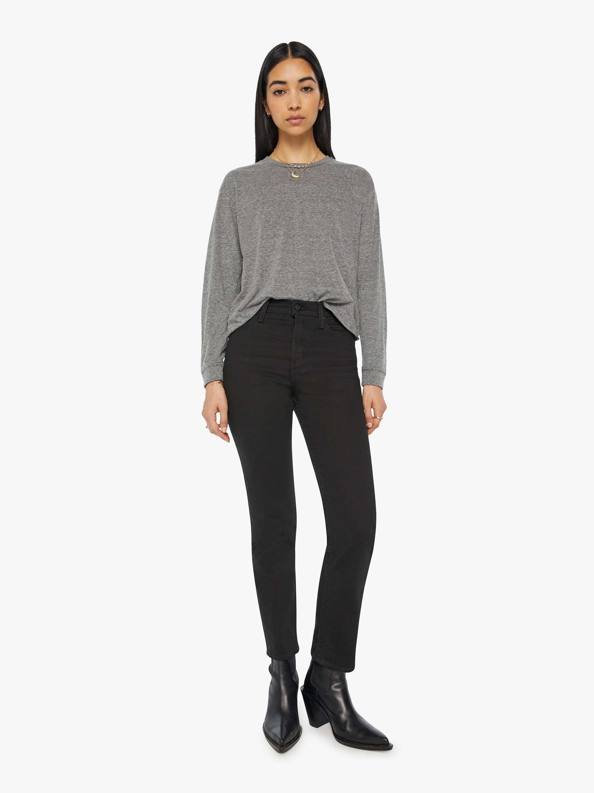 The L/S Slouchy Cut Off - Heather Grey sold by MOTHER product image thumbnail 4