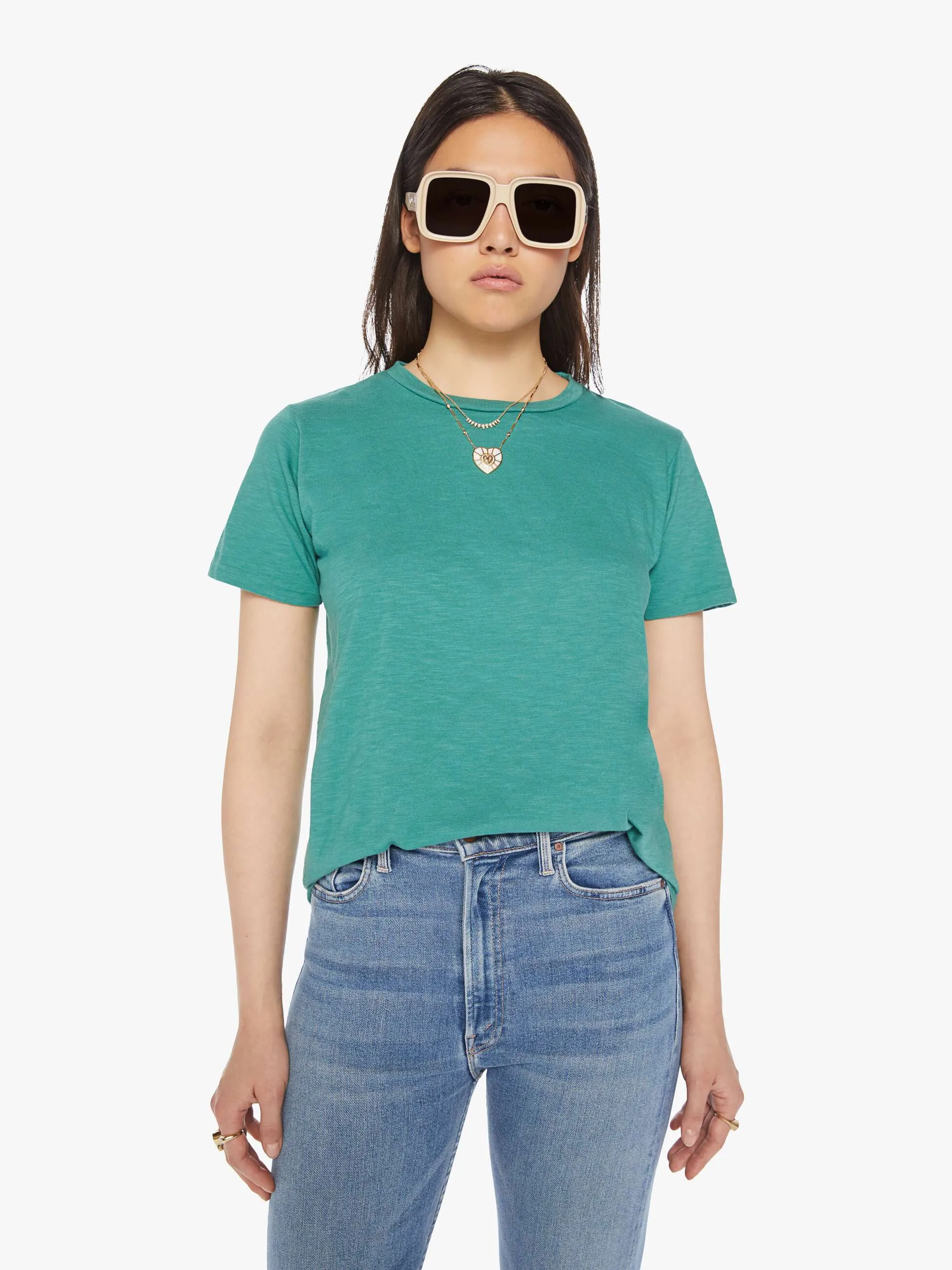 Velva Sheen Rolled Short Sleeve Regular Tee - Foggy Green sold by MOTHER product image thumbnail 2