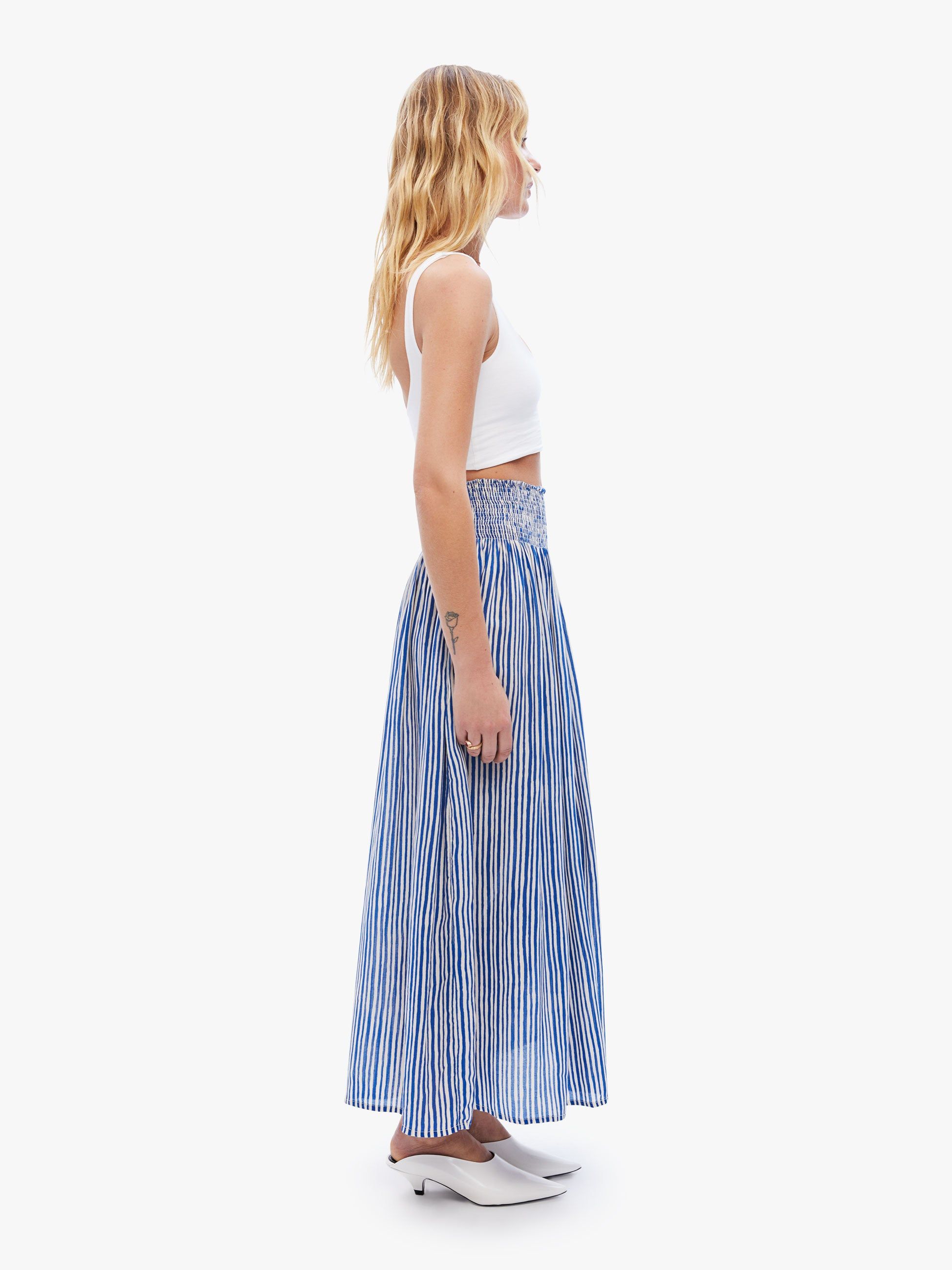 Natalie Martin Bella Skirt - Painted Stripe Deep Blue sold by MOTHER product image thumbnail 3