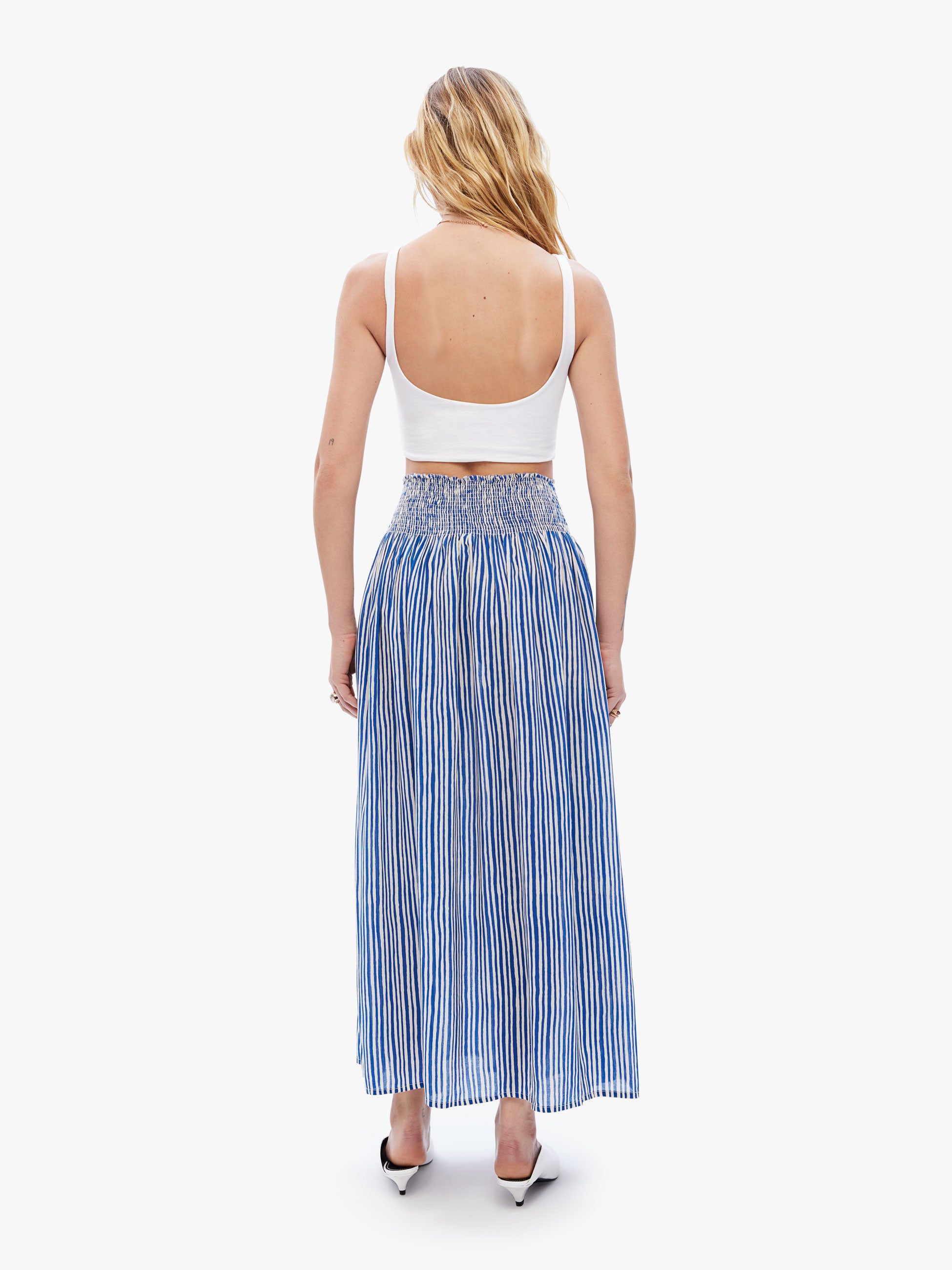 Natalie Martin Bella Skirt - Painted Stripe Deep Blue sold by MOTHER product image thumbnail 4