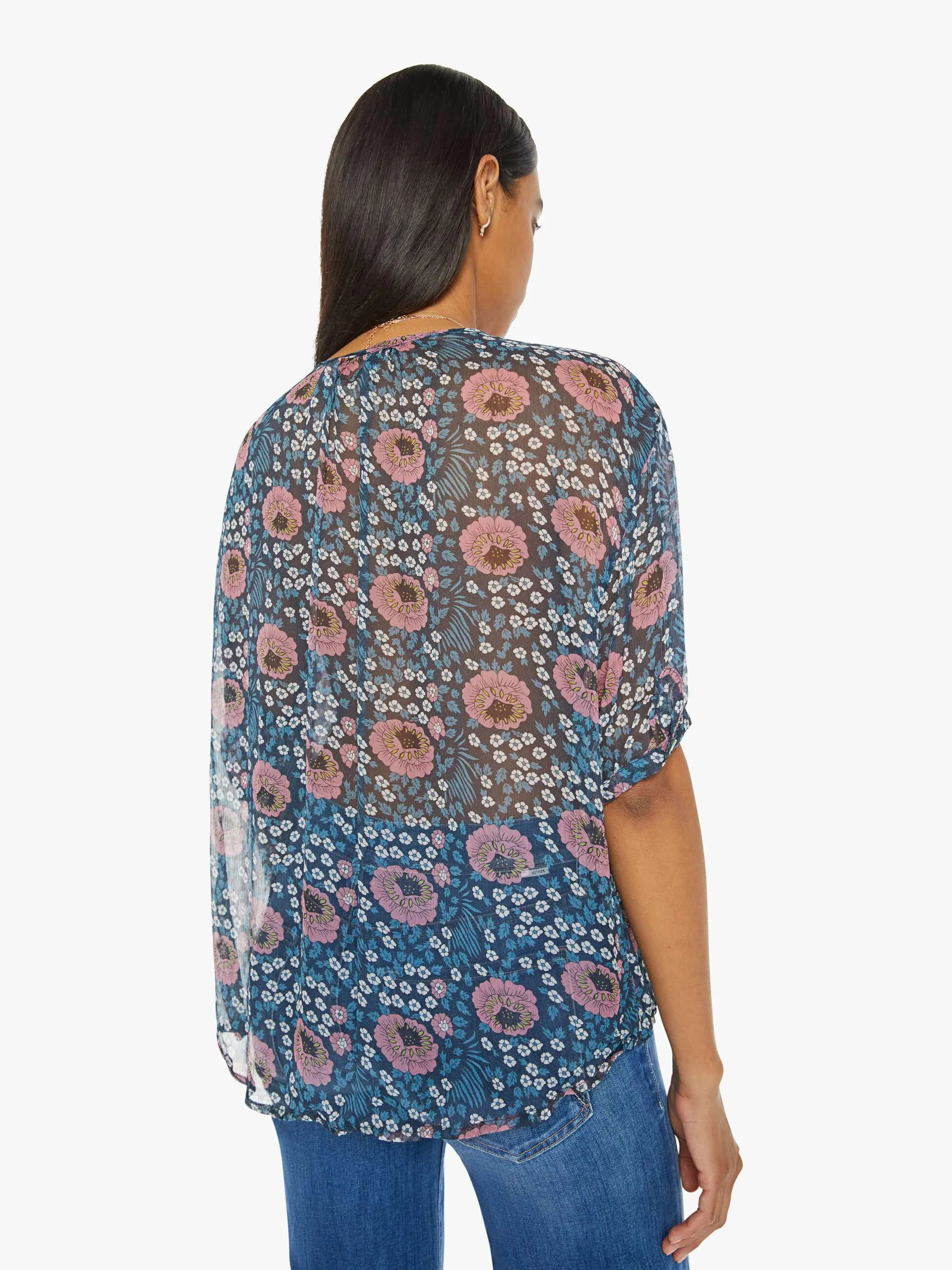 Natalie Martin Violet Top - Vintage Flowers Indigo sold by MOTHER product image thumbnail 4
