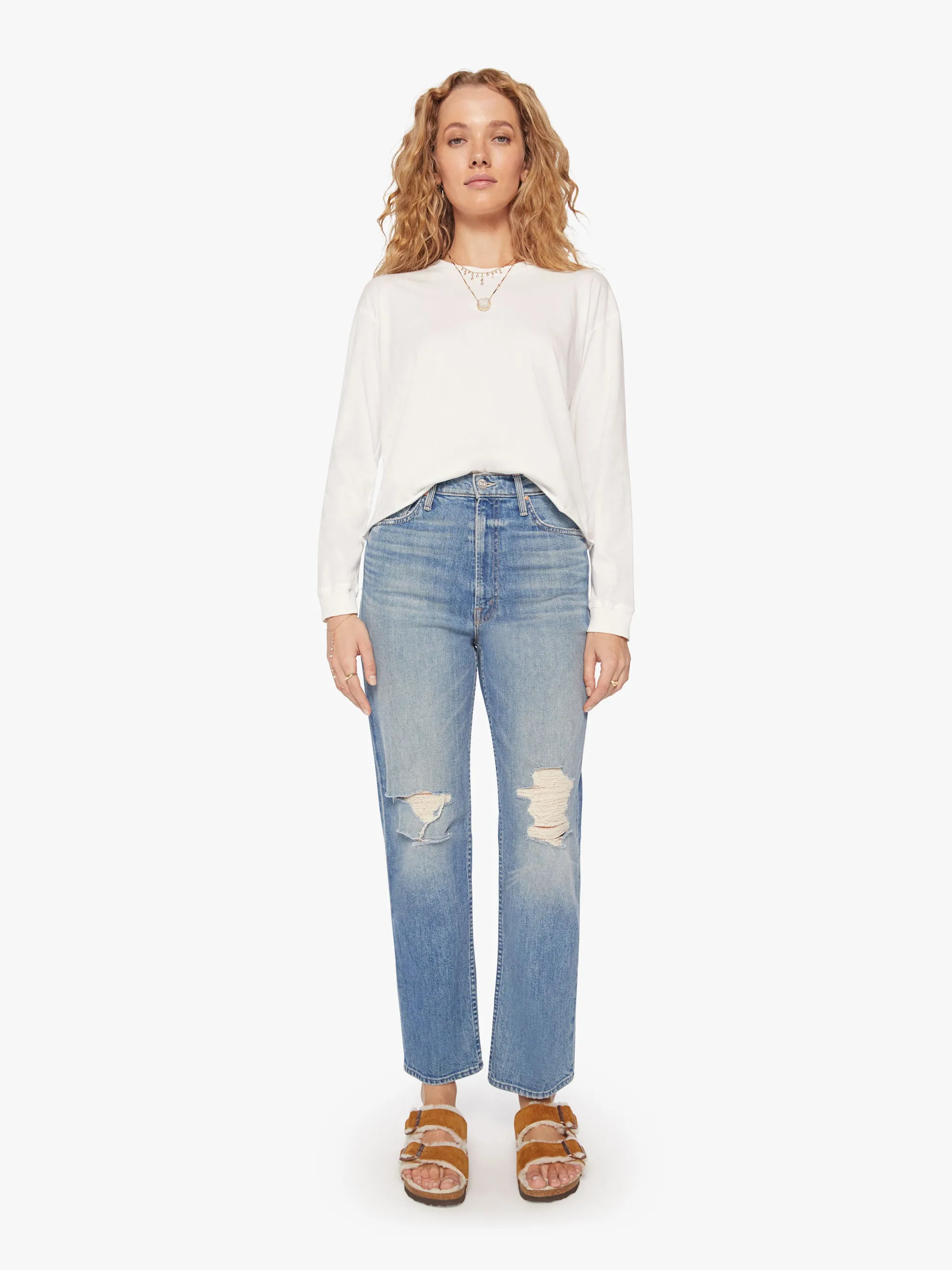 The L/S Slouchy Cut Off - Bright White sold by MOTHER product image thumbnail 5
