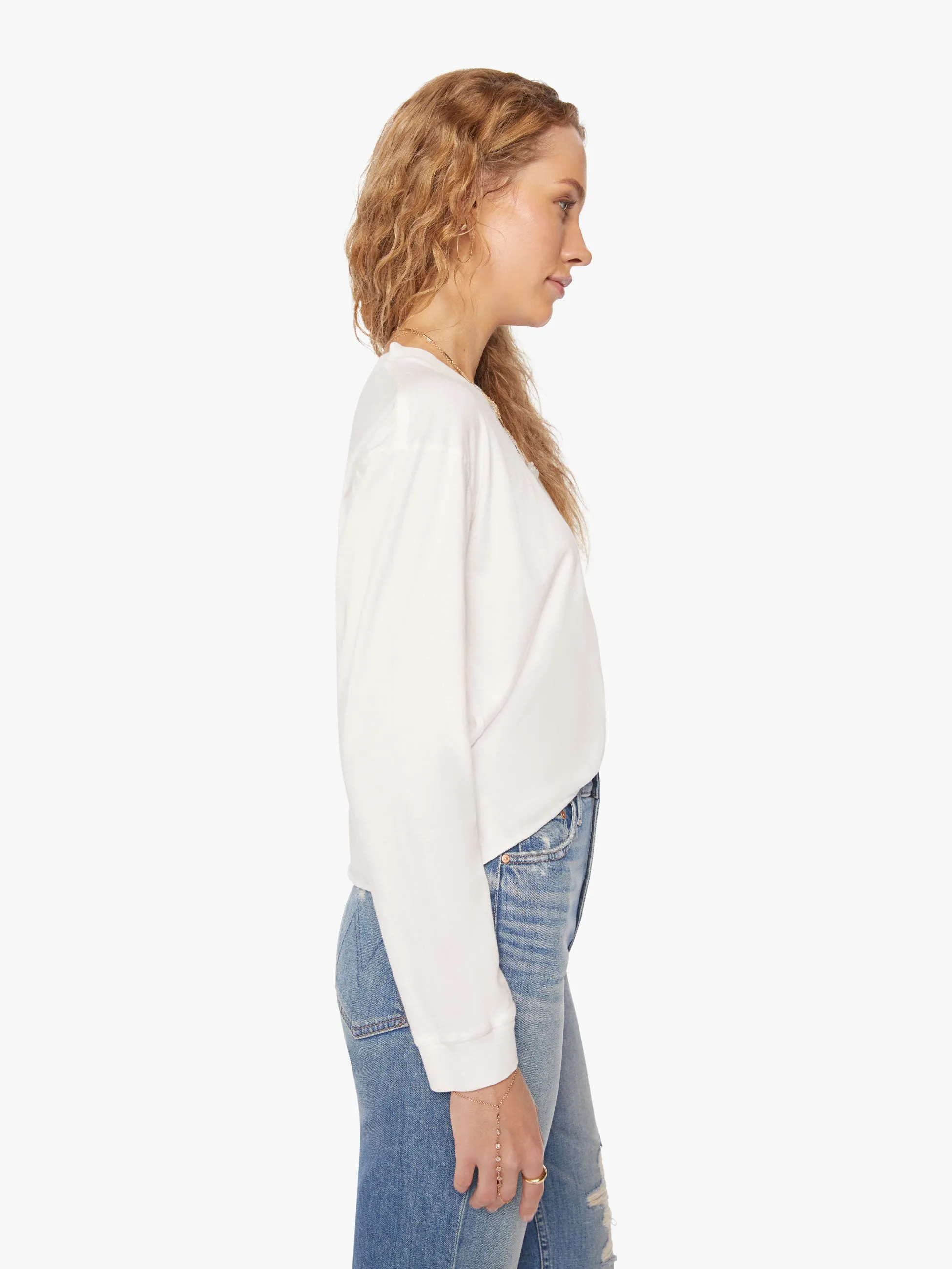 The L/S Slouchy Cut Off - Bright White sold by MOTHER product image thumbnail 3