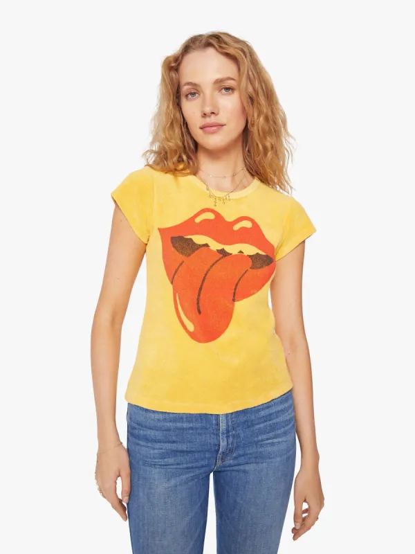 MadeWorn Rolling Stones Terry Shrunken Tee - Lemon sold by MOTHER