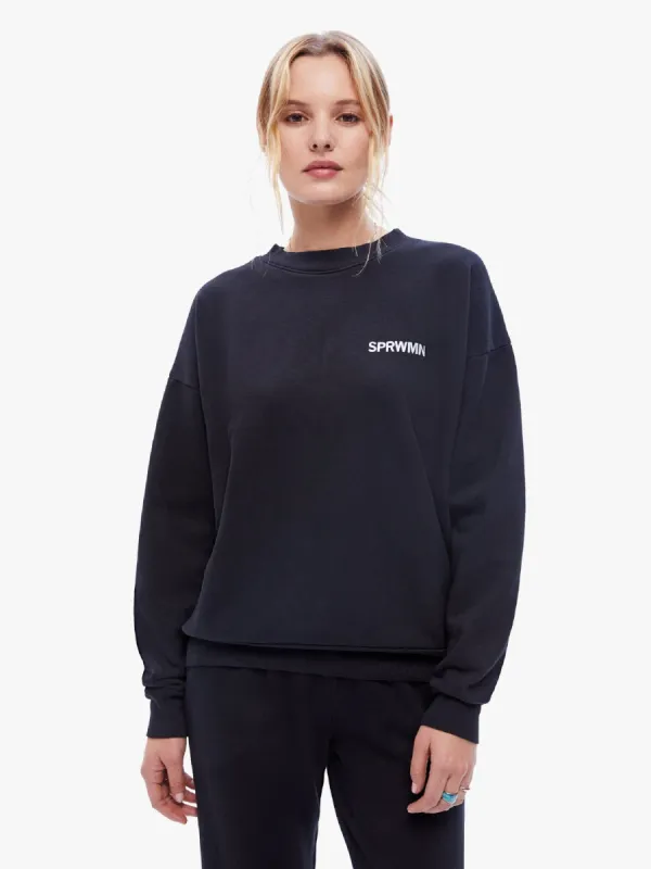 SPRWMN Tiny Logo Sweatshirt - Black sold by MOTHER