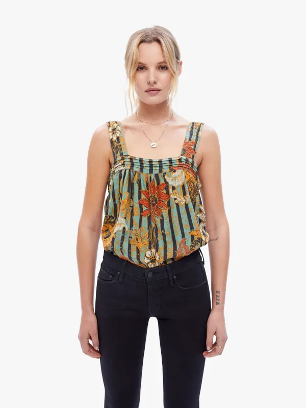 Natalie Martin Jasmine Top - Sunflower Stripe Print Moss sold by MOTHER