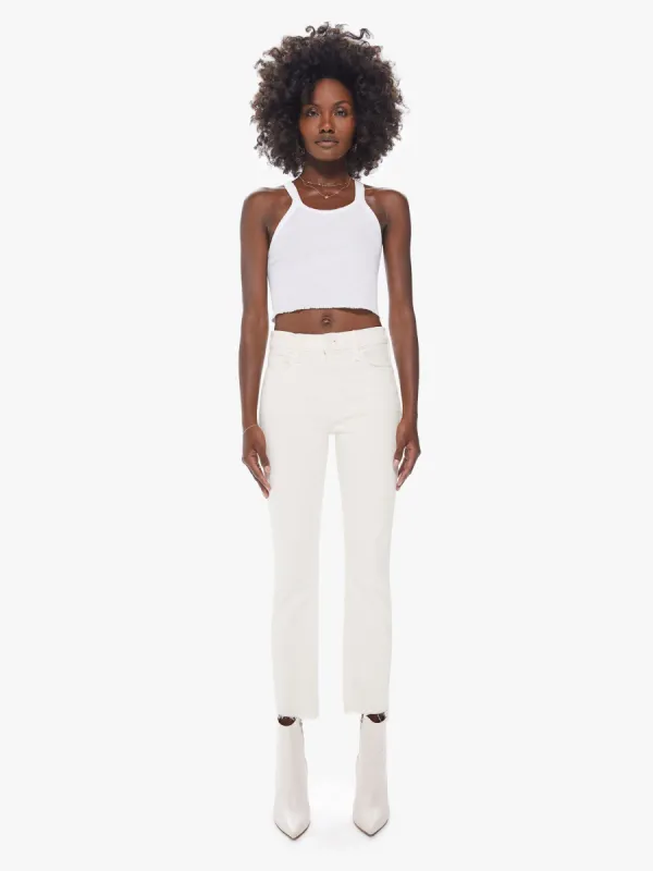 The Mid Rise Dazzler Ankle Step Fray - Antique White sold by MOTHER