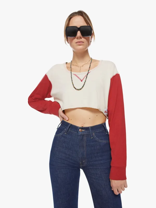 The Dugout Scoop Crop - White And Haute Red made by MOTHER