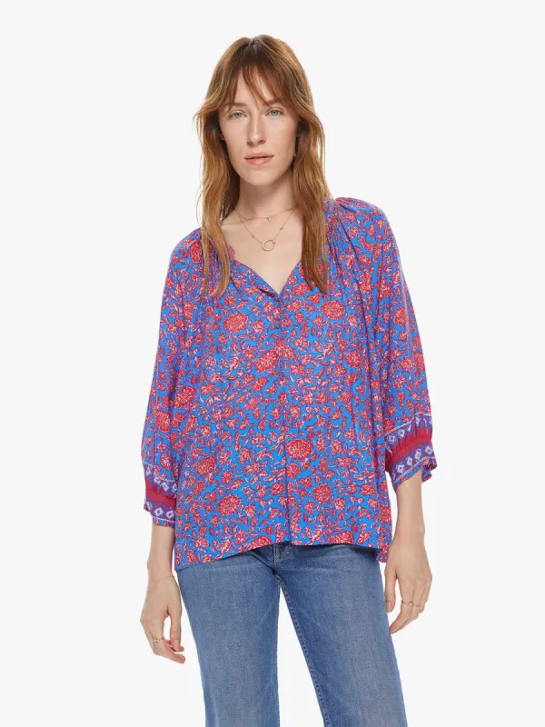 Natalie Martin Remy Top - Bloom Print Persian Blue sold by MOTHER