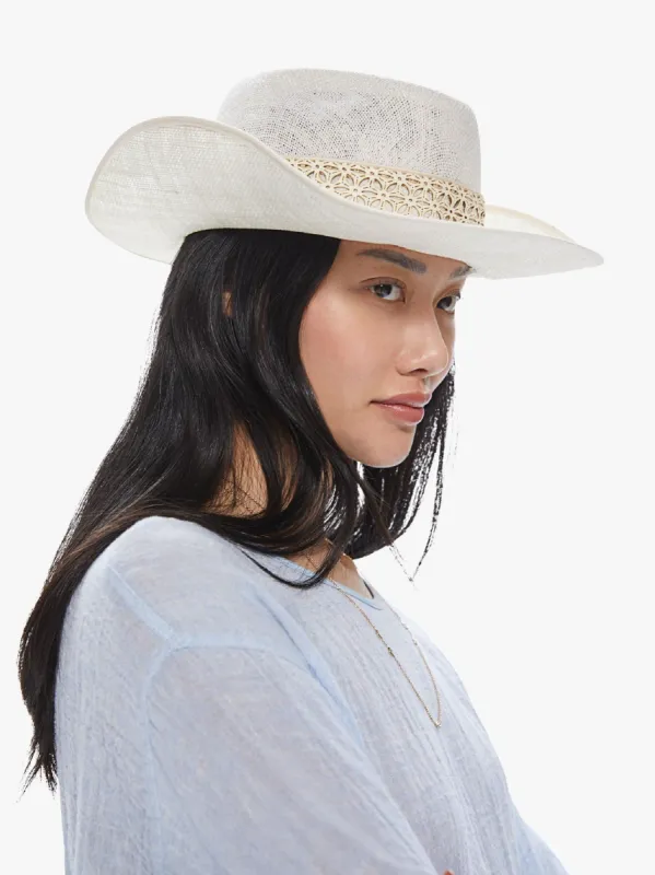 Maurizio Mykonos Leather And Linen Hat - White made by MOTHER