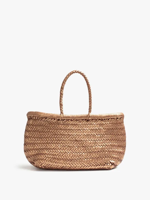 Basket Case Metallic Goa Small Leather Tote - Copper sold by MOTHER