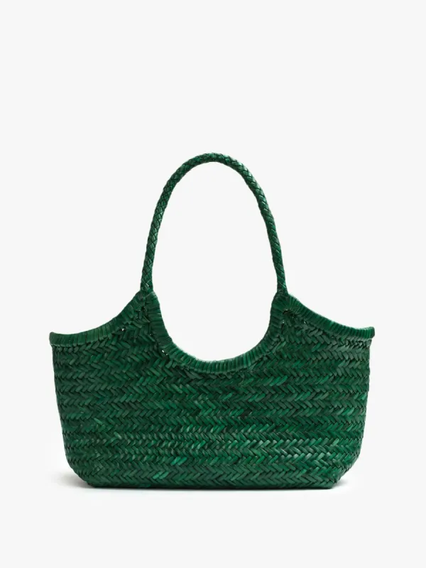 Basket Case Kerala Medium Leather Tote - Forest sold by MOTHER