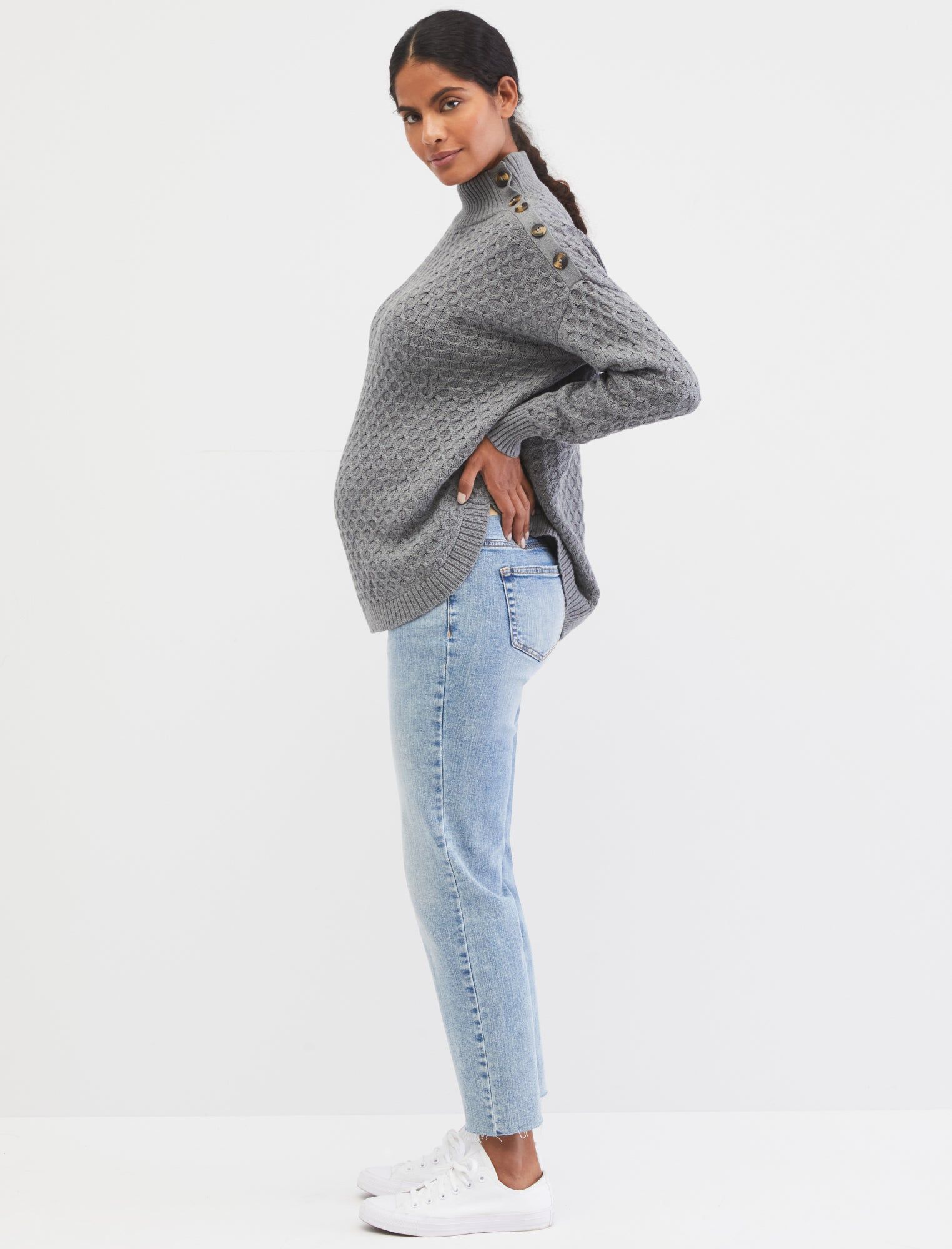 Button Mock-Neck Maternity Sweater sold by Motherhood Maternity product image thumbnail 5