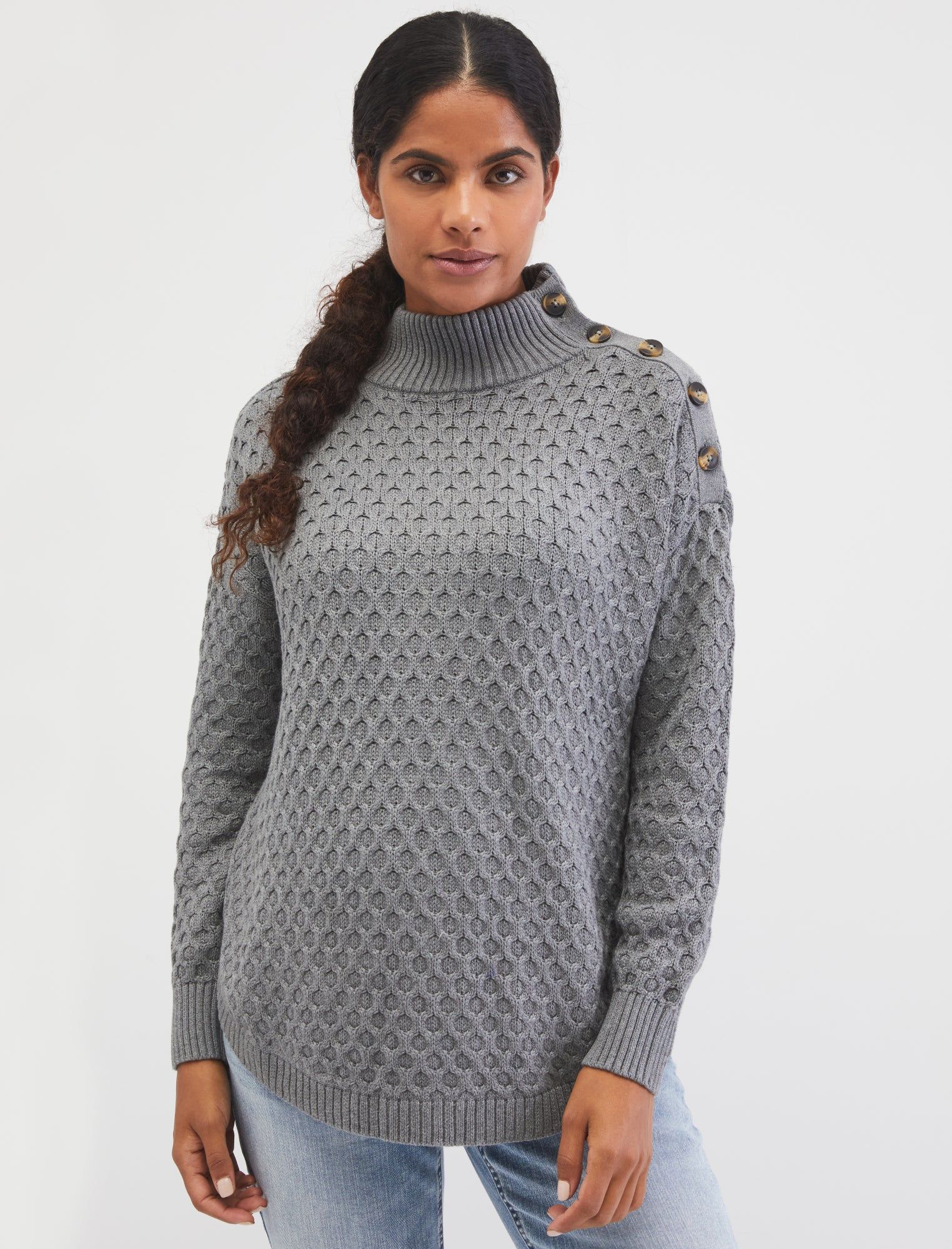 Button Mock-Neck Maternity Sweater sold by Motherhood Maternity