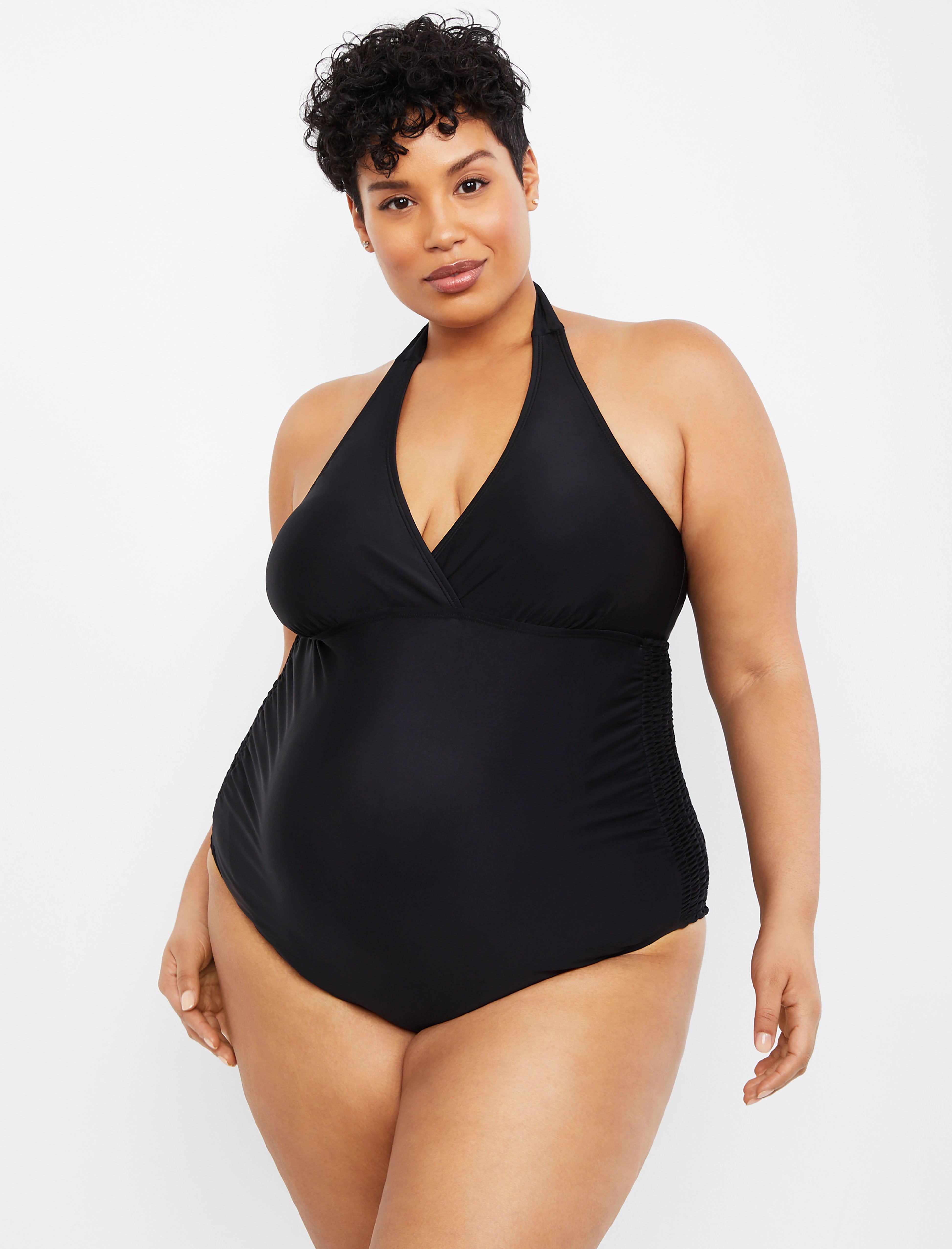 Beach Bump™ Plus Size Smocked Waist Maternity One Piece Swimsuit UPF 50+ sold by Motherhood Maternity