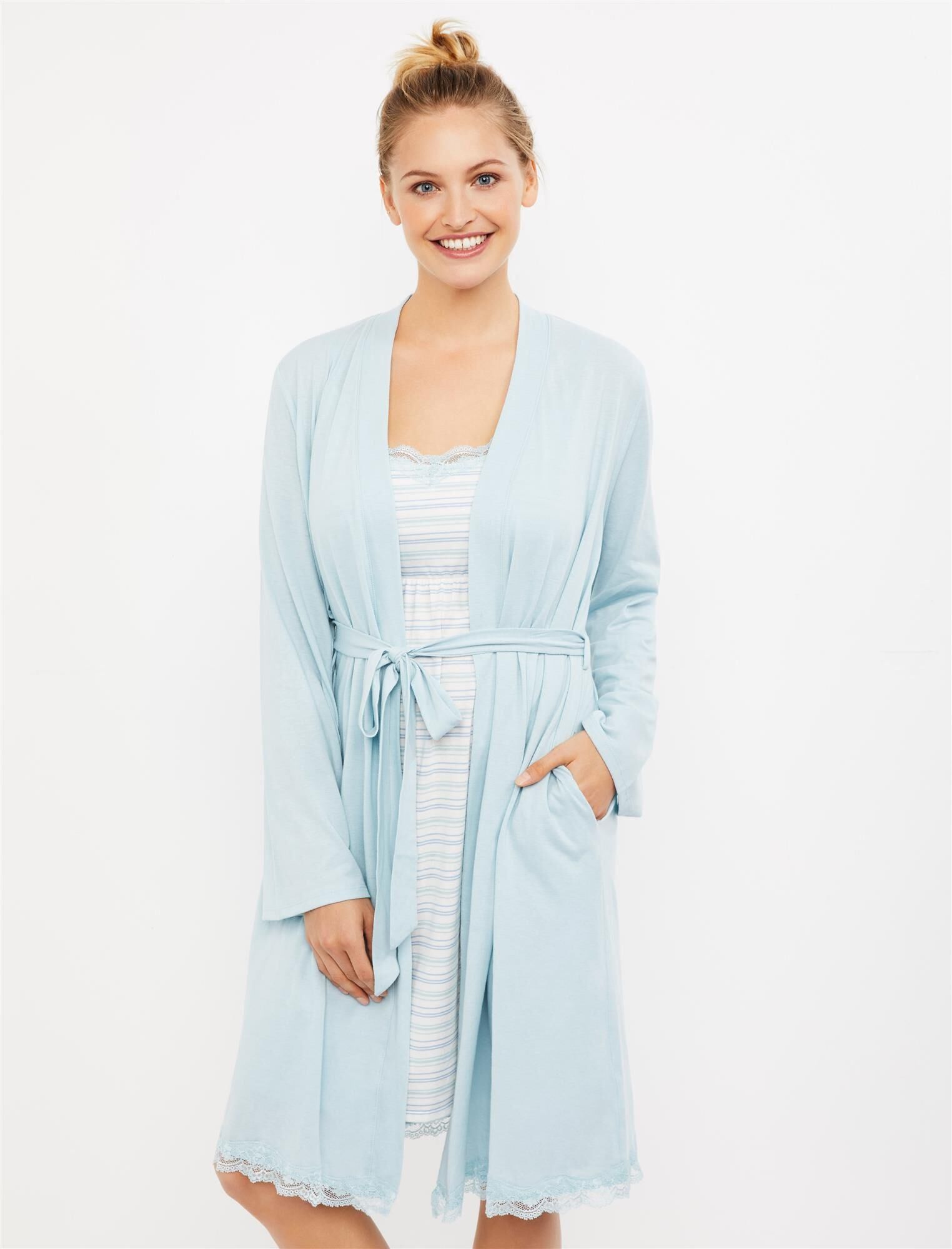 Lace Trim Nursing Nightgown and Robe Set sold by Motherhood Maternity product image thumbnail 2
