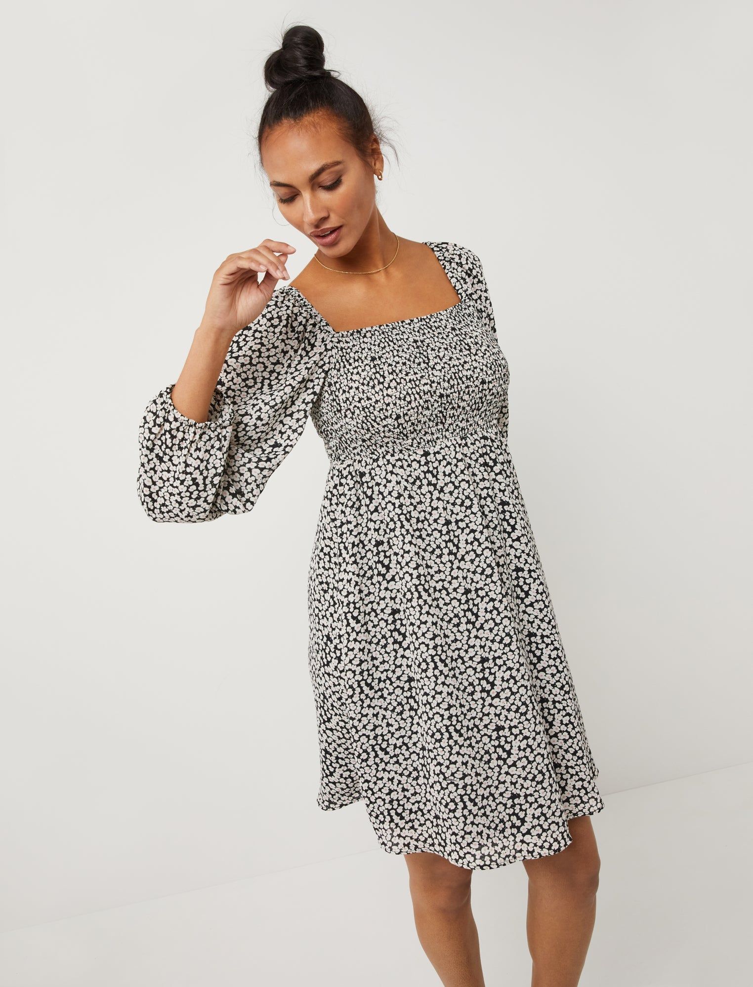 Smocked Babydoll Maternity Dress sold by Motherhood Maternity product image thumbnail 3