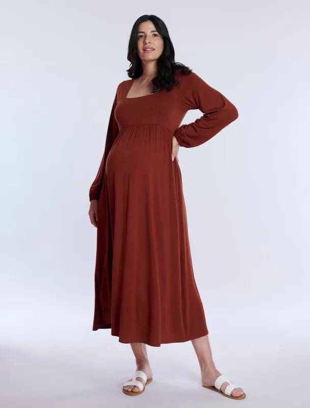Long Sleeve Empire Waist Maxi Dress sold by Motherhood Maternity