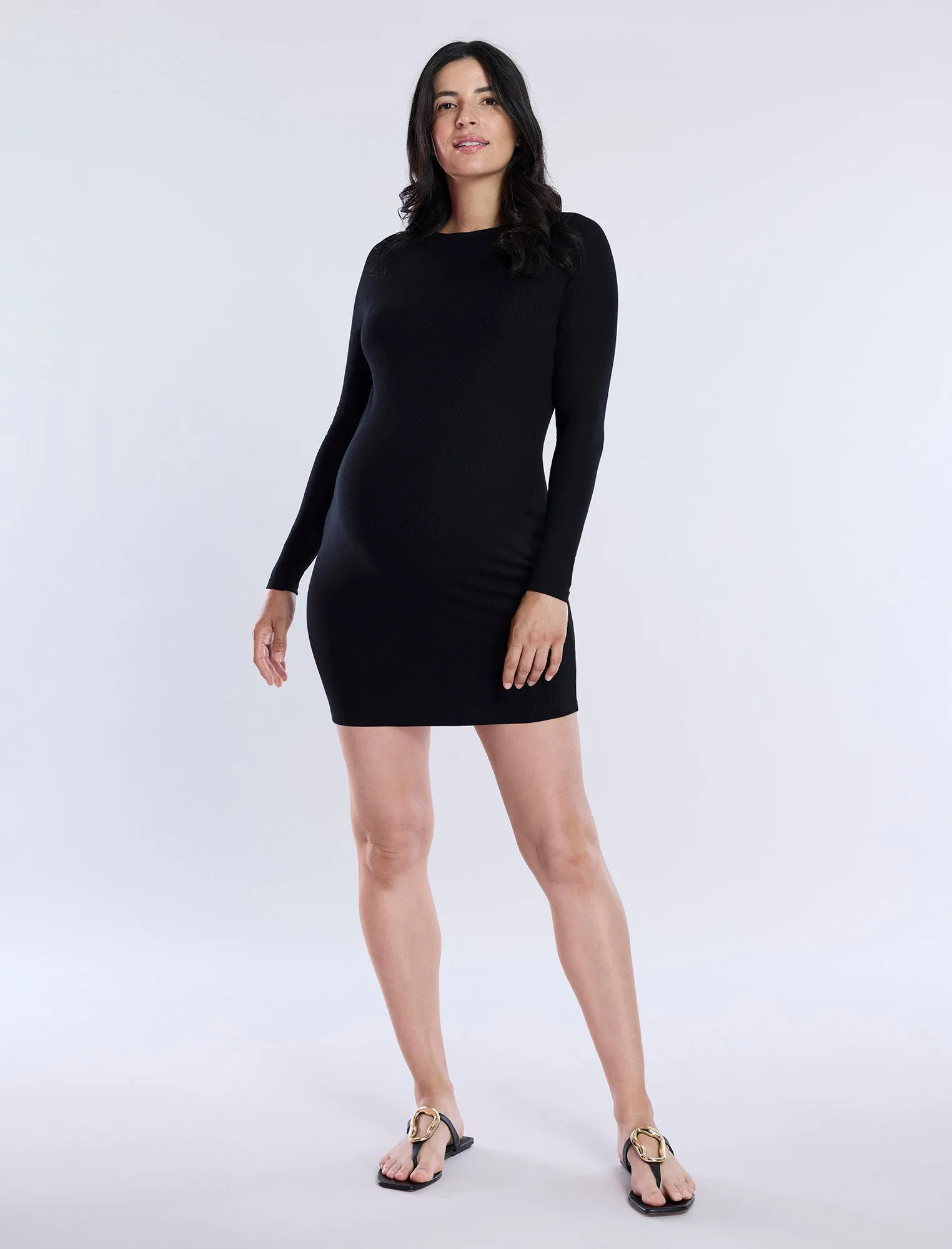 Long Sleeve Rib Knit Mini Dress sold by Motherhood Maternity