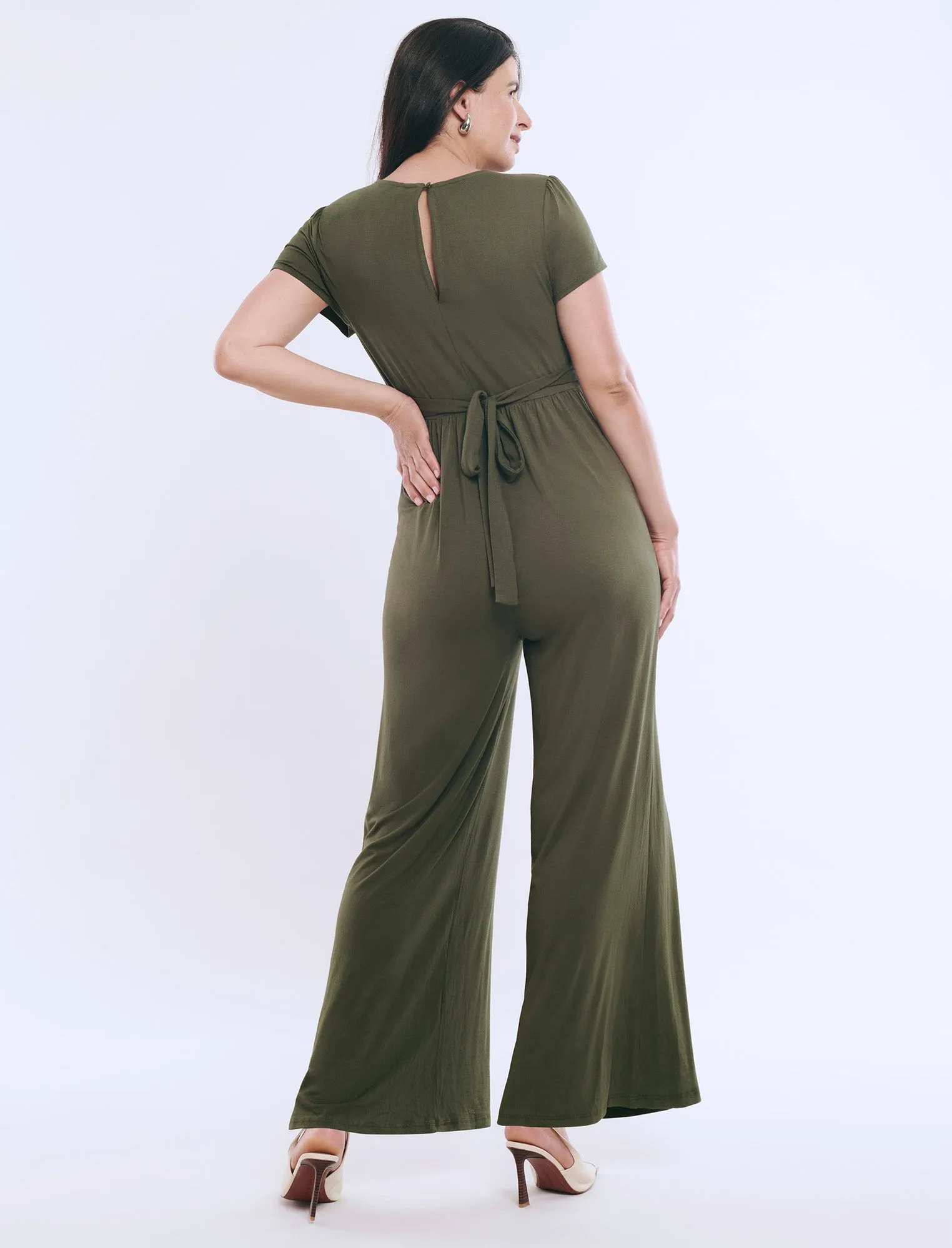 Short Sleeve V-Neck Jumpsuit sold by Motherhood Maternity product image thumbnail 2
