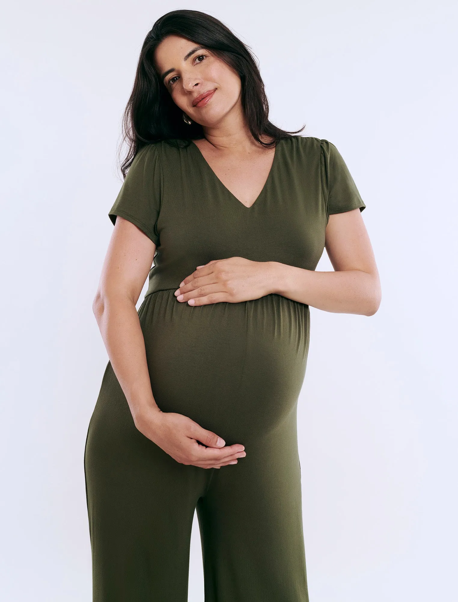 Short Sleeve V-Neck Jumpsuit sold by Motherhood Maternity product image thumbnail 4