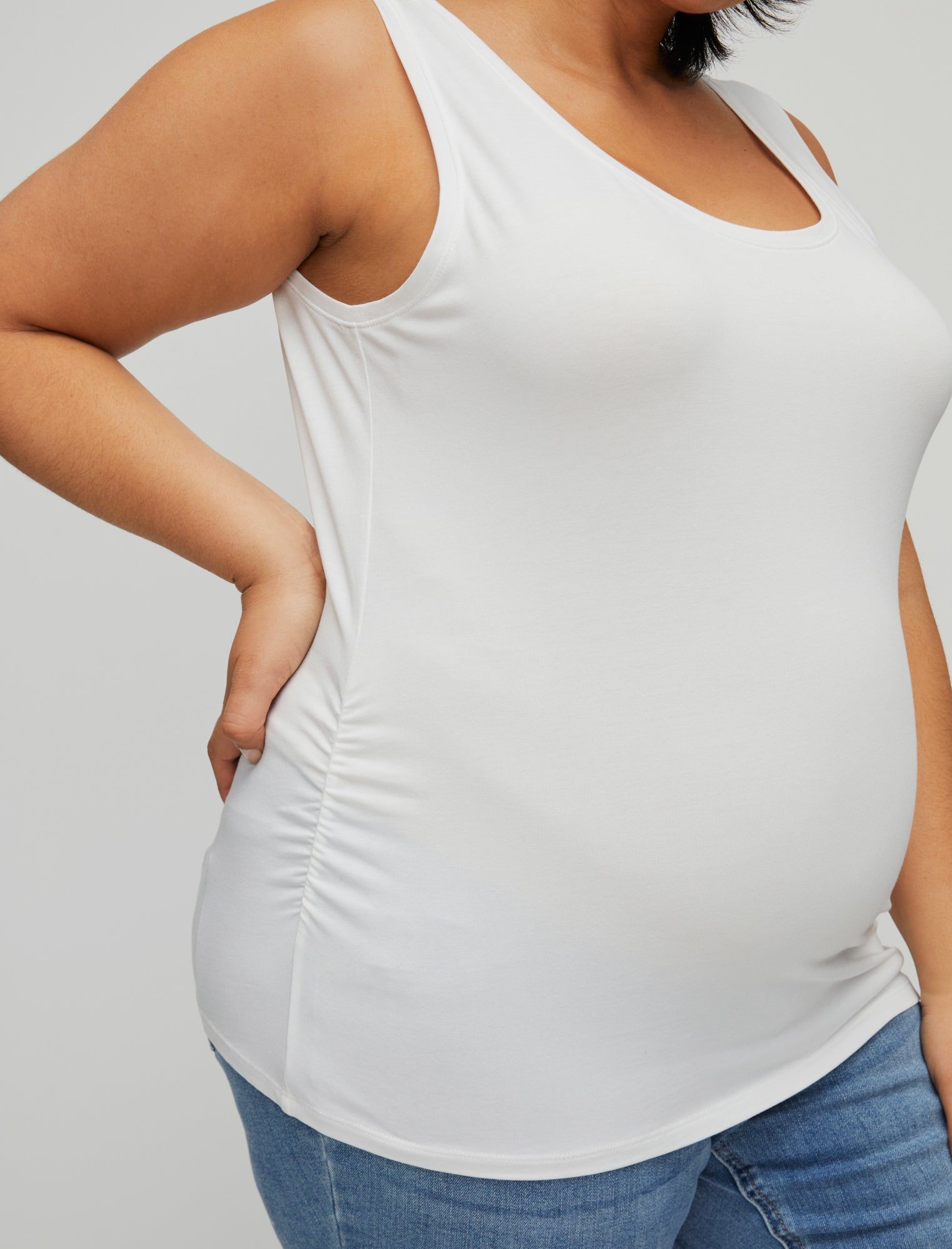 Plus Size Side Ruched Scoop Neck Maternity Tank Top sold by Motherhood Maternity product image thumbnail 3