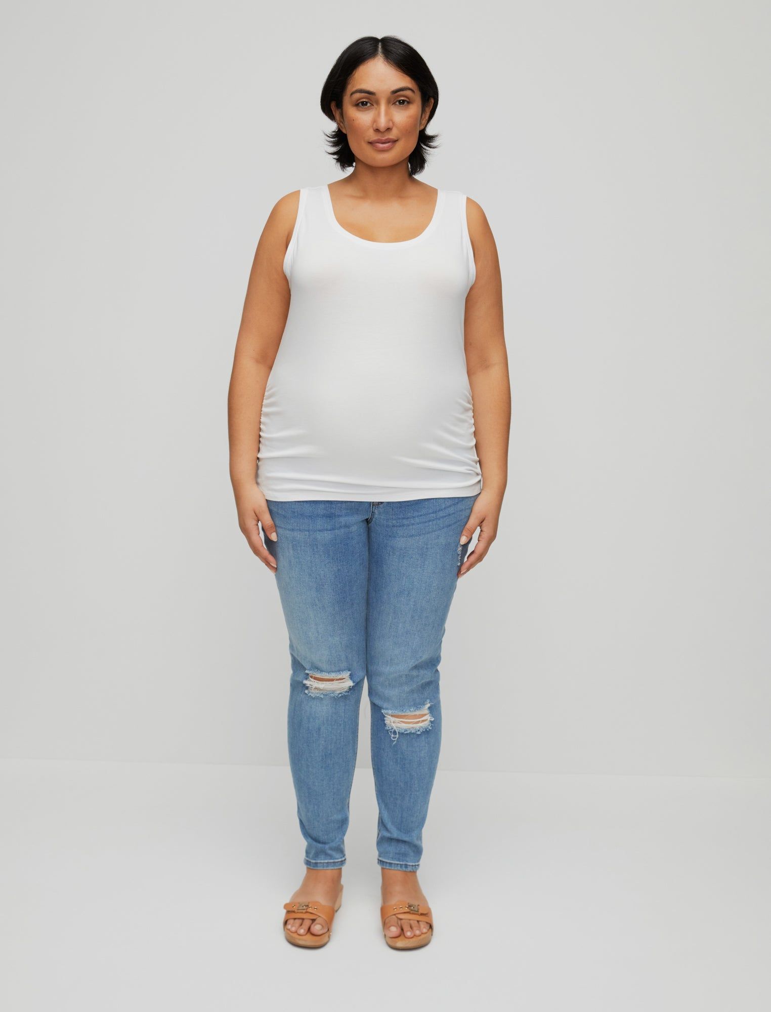 Plus Size Side Ruched Scoop Neck Maternity Tank Top sold by Motherhood Maternity product image thumbnail 4