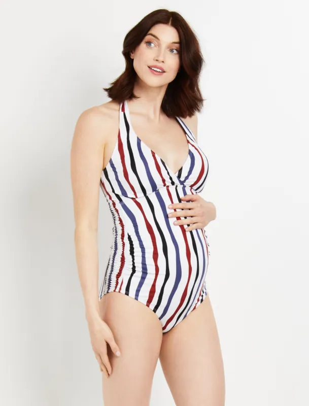 Beach Bump™ Smocked Waist Maternity One Piece Swimsuit UPF 50+ sold by Motherhood Maternity