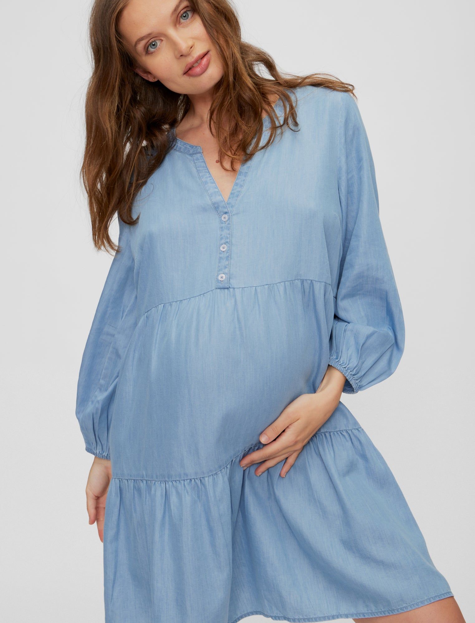 Mini Tiered Long Sleeve Maternity Dress sold by Motherhood Maternity product image thumbnail 2