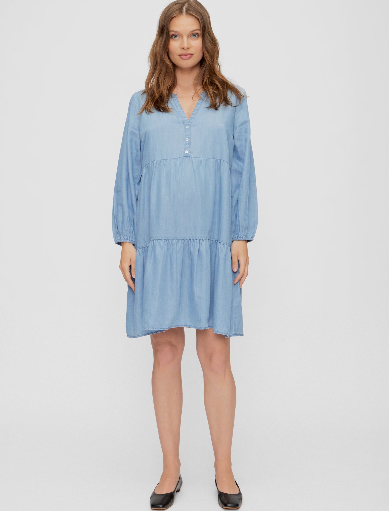 Mini Tiered Long Sleeve Maternity Dress sold by Motherhood Maternity product image thumbnail 3