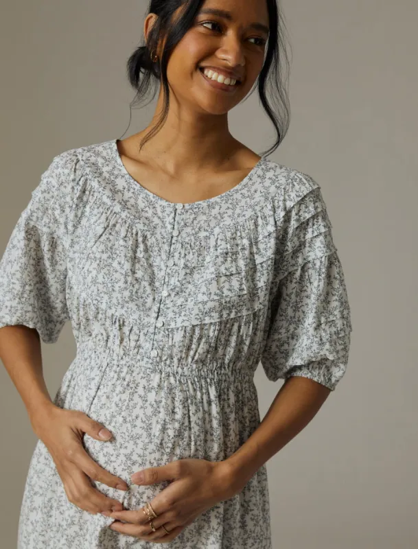 Tiered Voile Midi Maternity Dress sold by Motherhood Maternity
