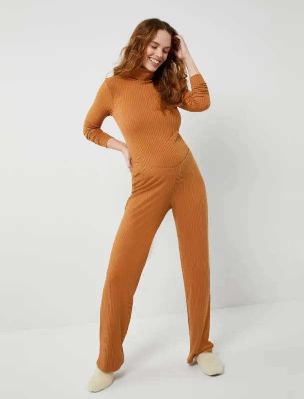 Luxe Lounge Rib Knit Under Belly Wide Leg Pant sold by Motherhood Maternity