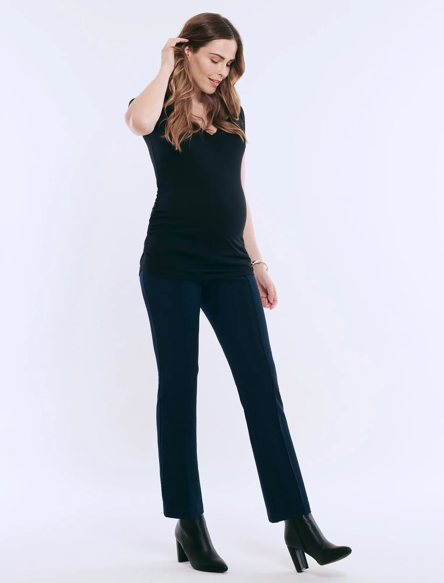 Side Ruched Short Sleeve V-Neck Maternity Tee sold by Motherhood Maternity product image thumbnail 3